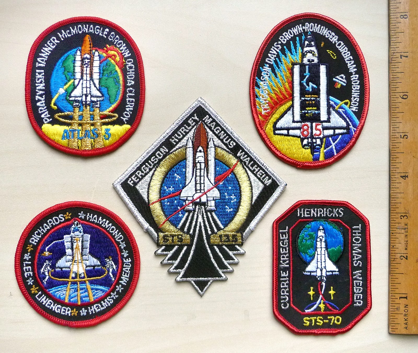 Lot of 5 NASA Space Shuttle Patches ~ 3-4\