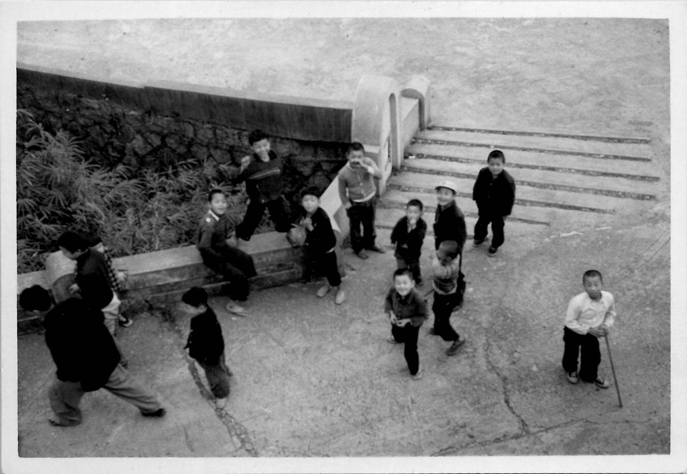 Troublemaker Neighborhood Asian Kids Candid Street Snapshot 1950s Vintage Photo