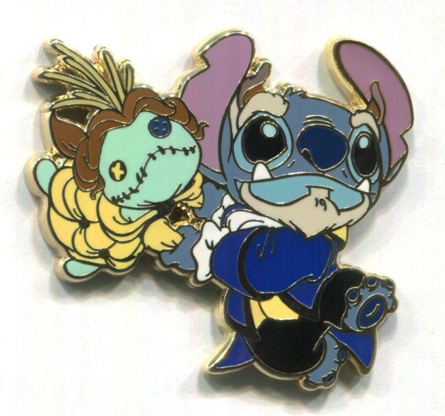 Disney Pin Stitch and Scrump as Beauty and The Beast Disney Store Japan