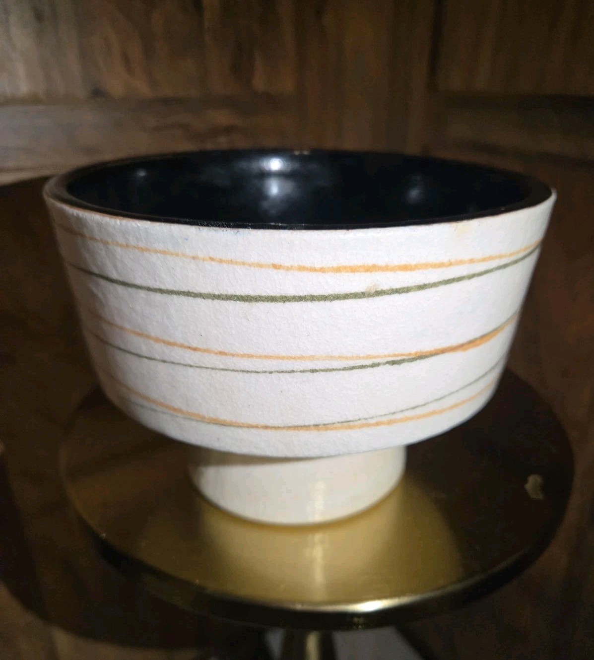 Mid Century Japanese Ikebana Pedestal Bowl Vase Pottery 1960s Otagiri