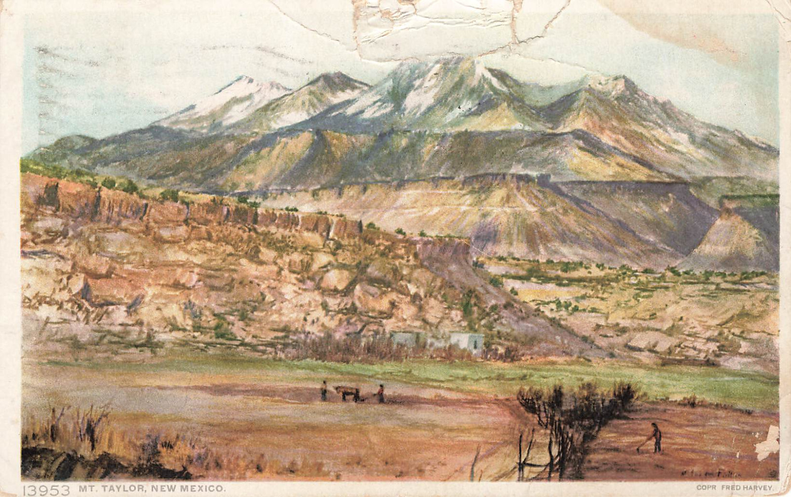 MT TAYLOR POSTCARD BETWEEN MCCARTYS AND GRANTS NM NEW MEXICO 1909
