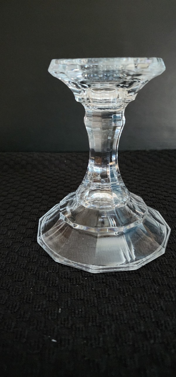 Vintage Teleflora Clear Glass Reversible Candle Holder 5” Candleholder