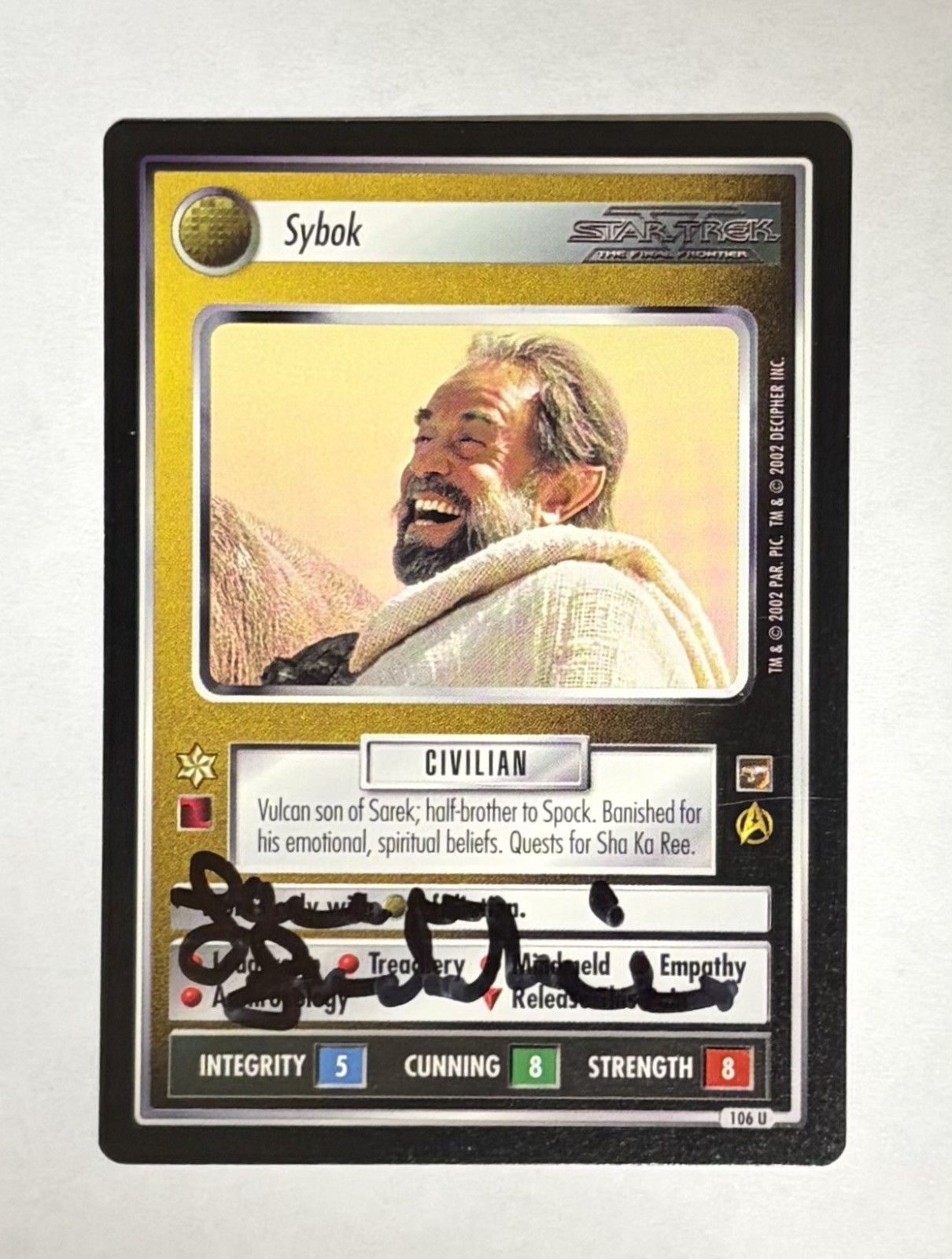 Autographed  Star Trek ccg - Sybok  (Laurence Luckinbill)
