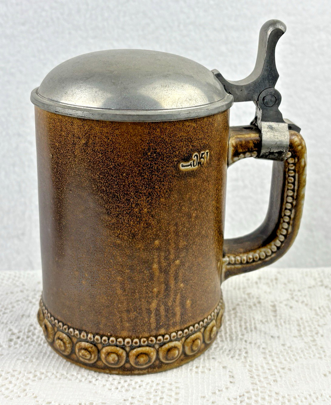 Vtg Reinhold Merkelbach Beer Mug / Stein Stoneware Art Noveau 0.51