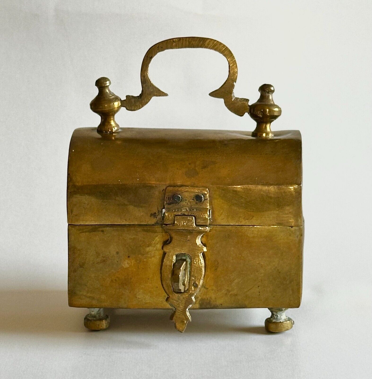 Vintage Brass Handcrafted Jewelry Trinket Box Decorative India 4\