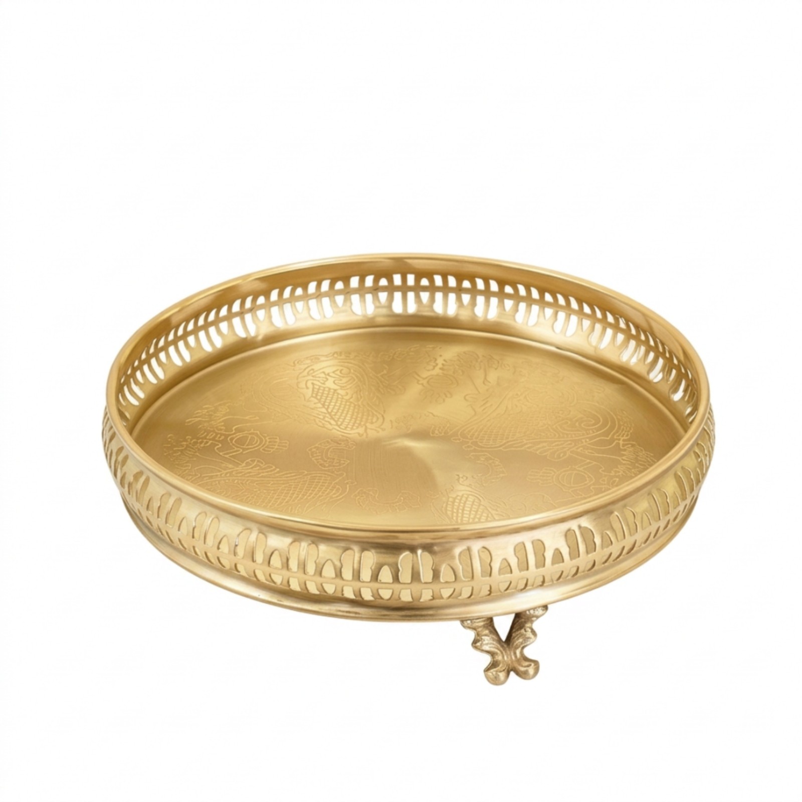 Footed Tray with Openwork Band Shallow for Vanity