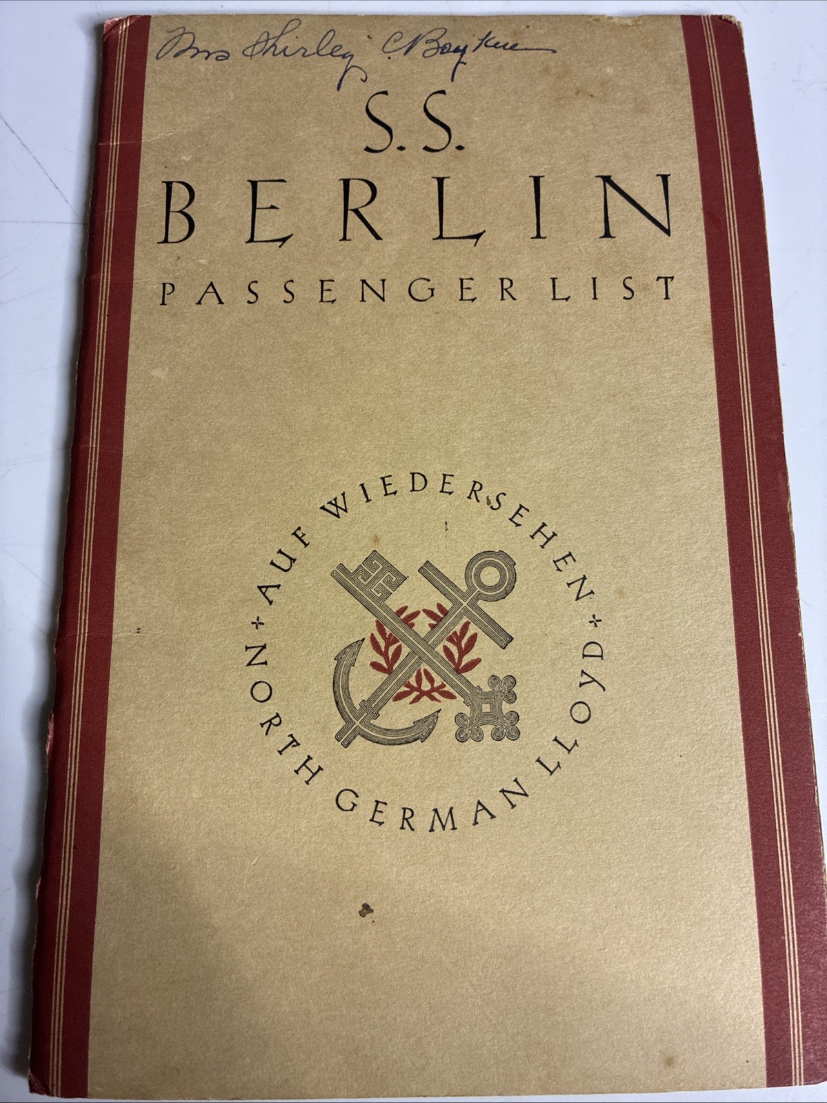 Vintage 1930s SS Berlin Passenger List North German Lloyd Ephemera ShirleyBoykin