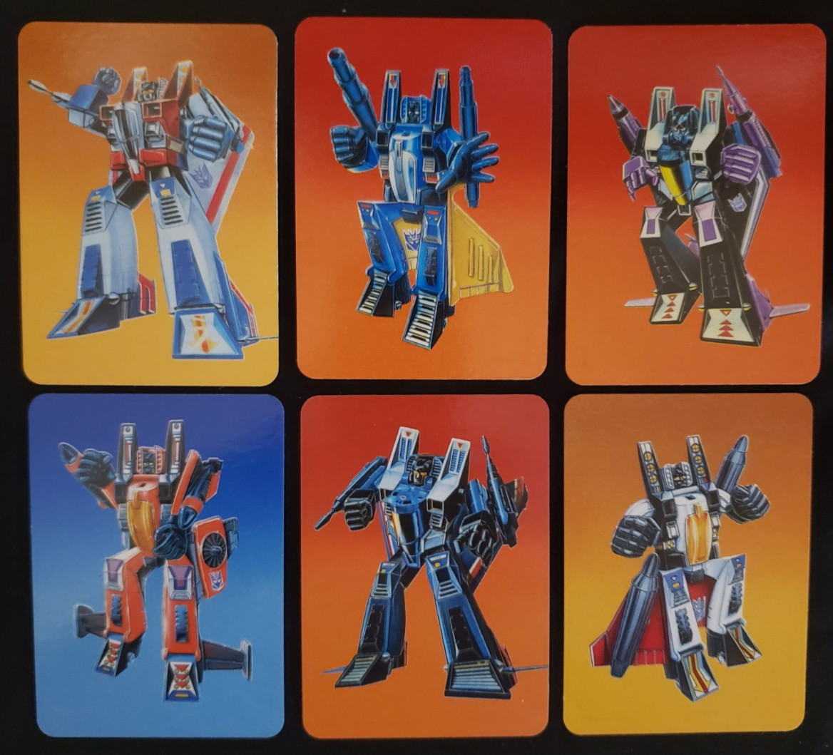 Lot of 6 1985 Hasbro Transformers Cards Character Series 1 JETS ORANGE NM