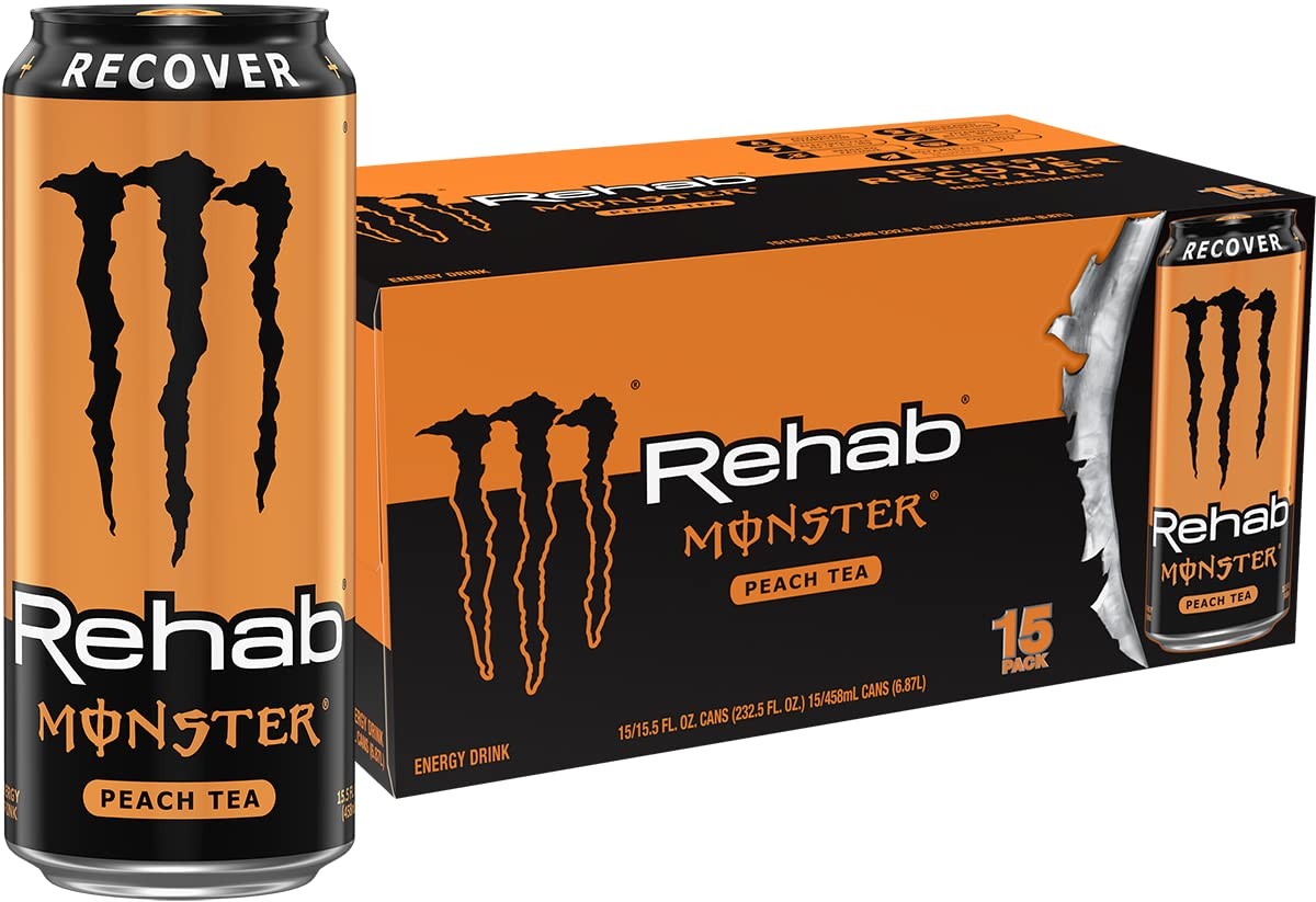 Monster Rehab Peach Tea + Energy 15.5 Ounce | Energy Iced Tea, Pack of 15 Monster Rehab Peach Tea + Energy 15.5 Ounce | Energy Iced Tea, Pack of 15
