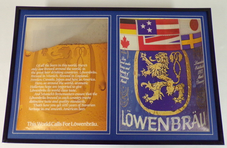 1985 Lowenbrau Beer 12x18 Framed ORIGINAL Vintage Advertising Display