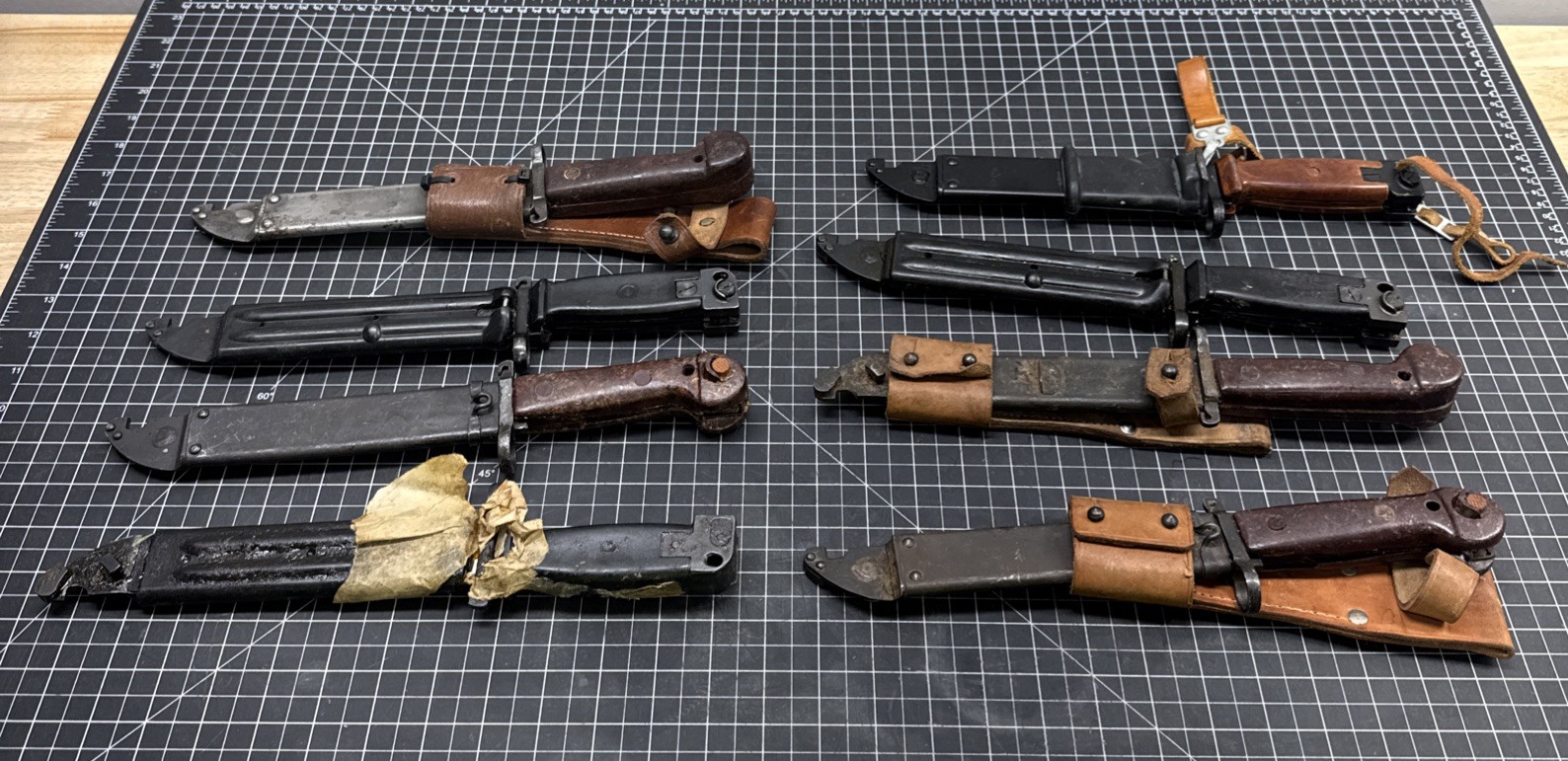 Lot of 8 Vintage Cold War Polish Soviet Style Bayonet Knife Original Scabbard A4