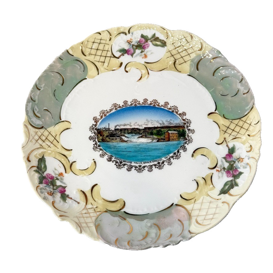 BRACEBRIDGE FALLS - ONTARIO CANADA WHEELOCK Souvenir China TRINKET DISH PLATE