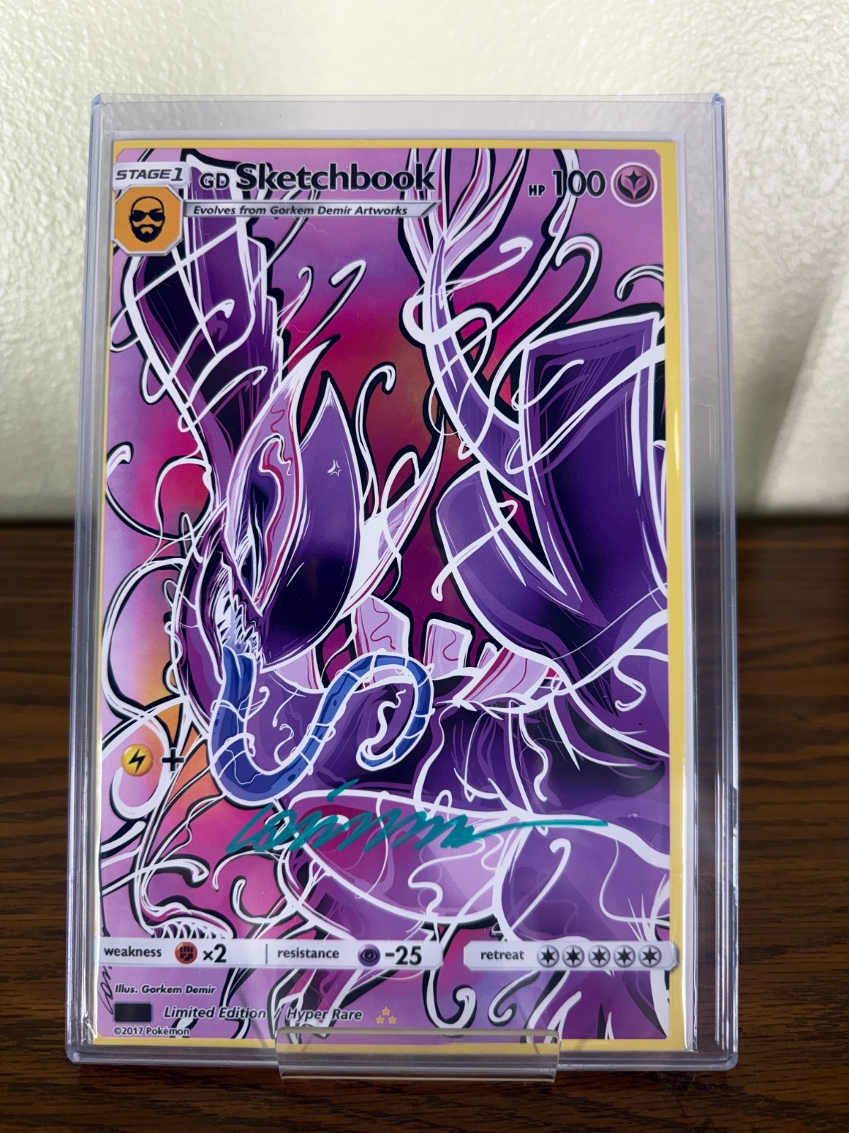 Gorkemon Pokemon Lugia Purple Negative Signed COA Gorkem Demir