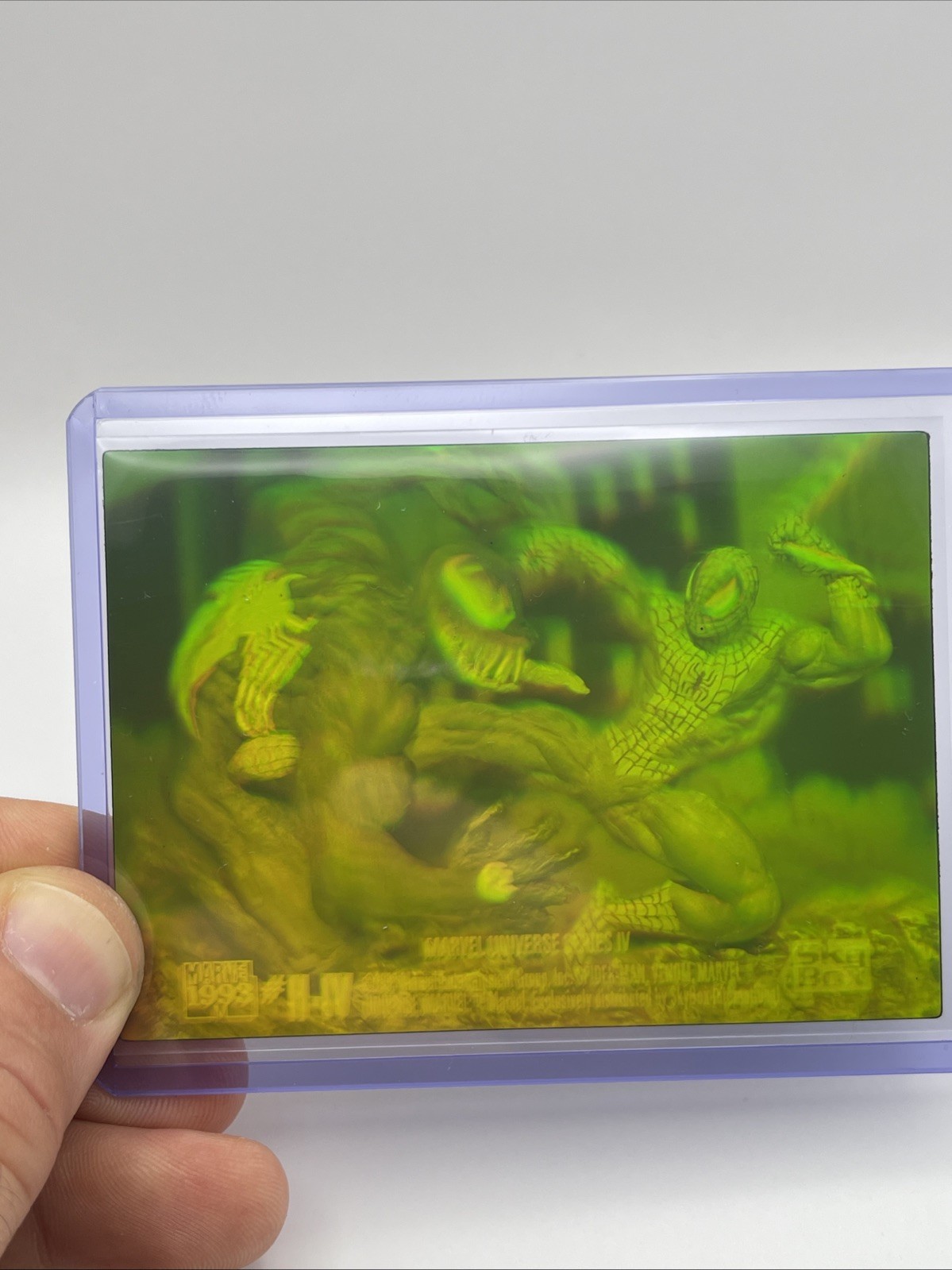 1993 Marvel Universe SPIDER-MAN VS VENOM #H-IV 3D Hologram Very Rare Card CASE