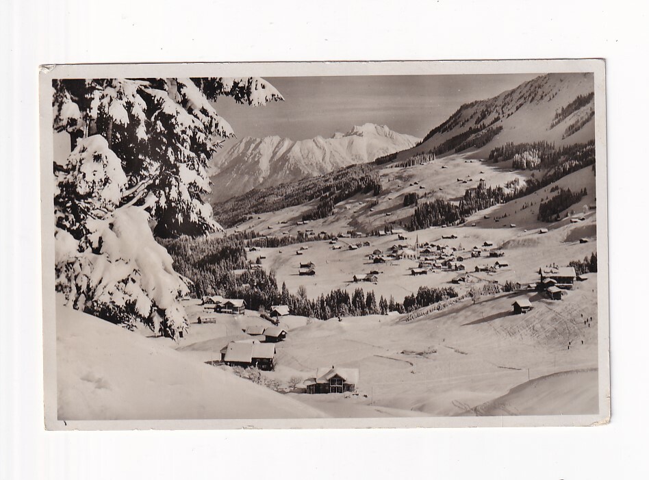 ancient postcard Riezlern with fog horn winter landscape 1937 // 36 ancient postcard Riezlern with fog horn winter landscape 1937 // 36