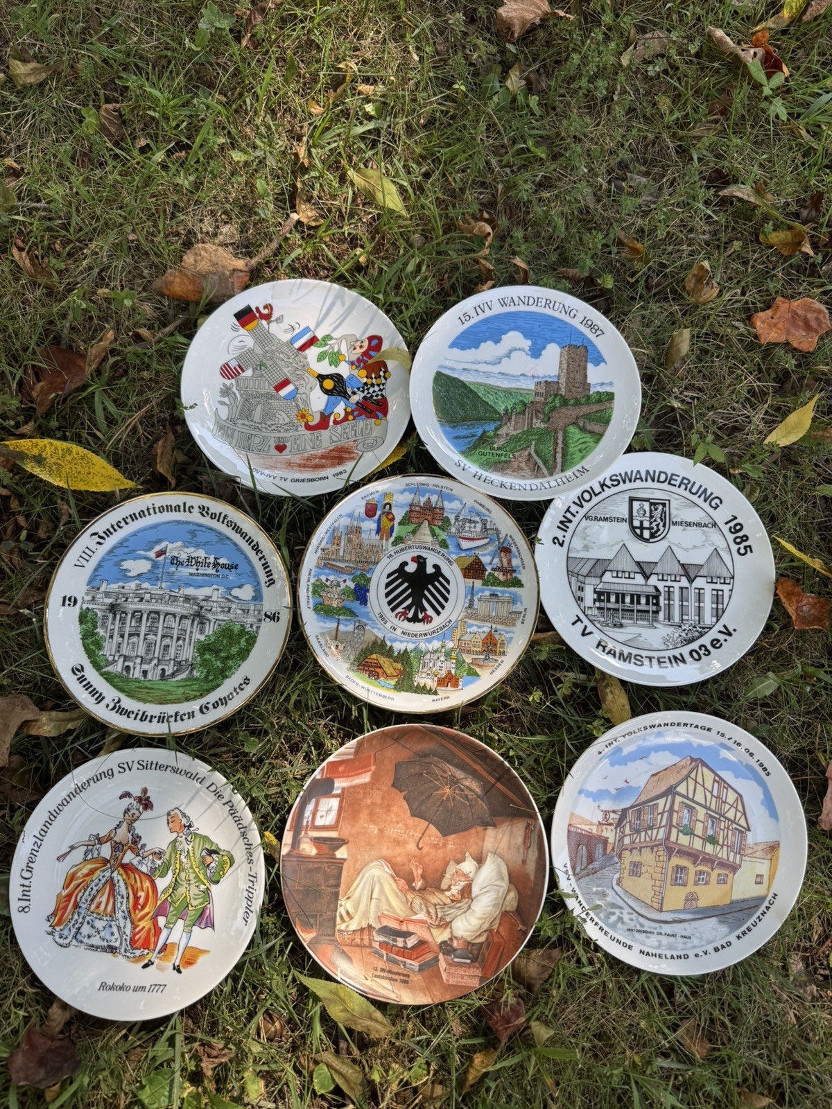 Vintage German Collector Plates Lot 8 Plates 7 1/2