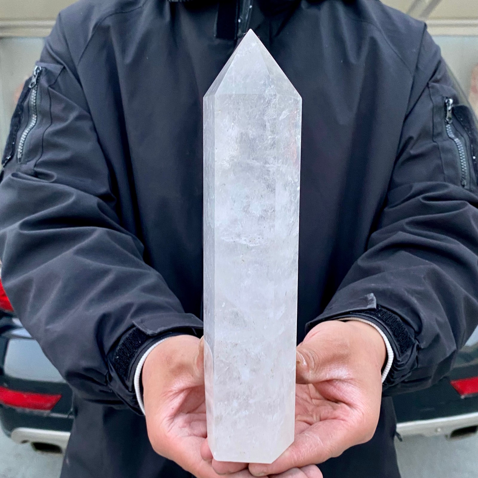 2.82LB Large Natural Clear White Crystal Obelisk Transparent Quartz Energy