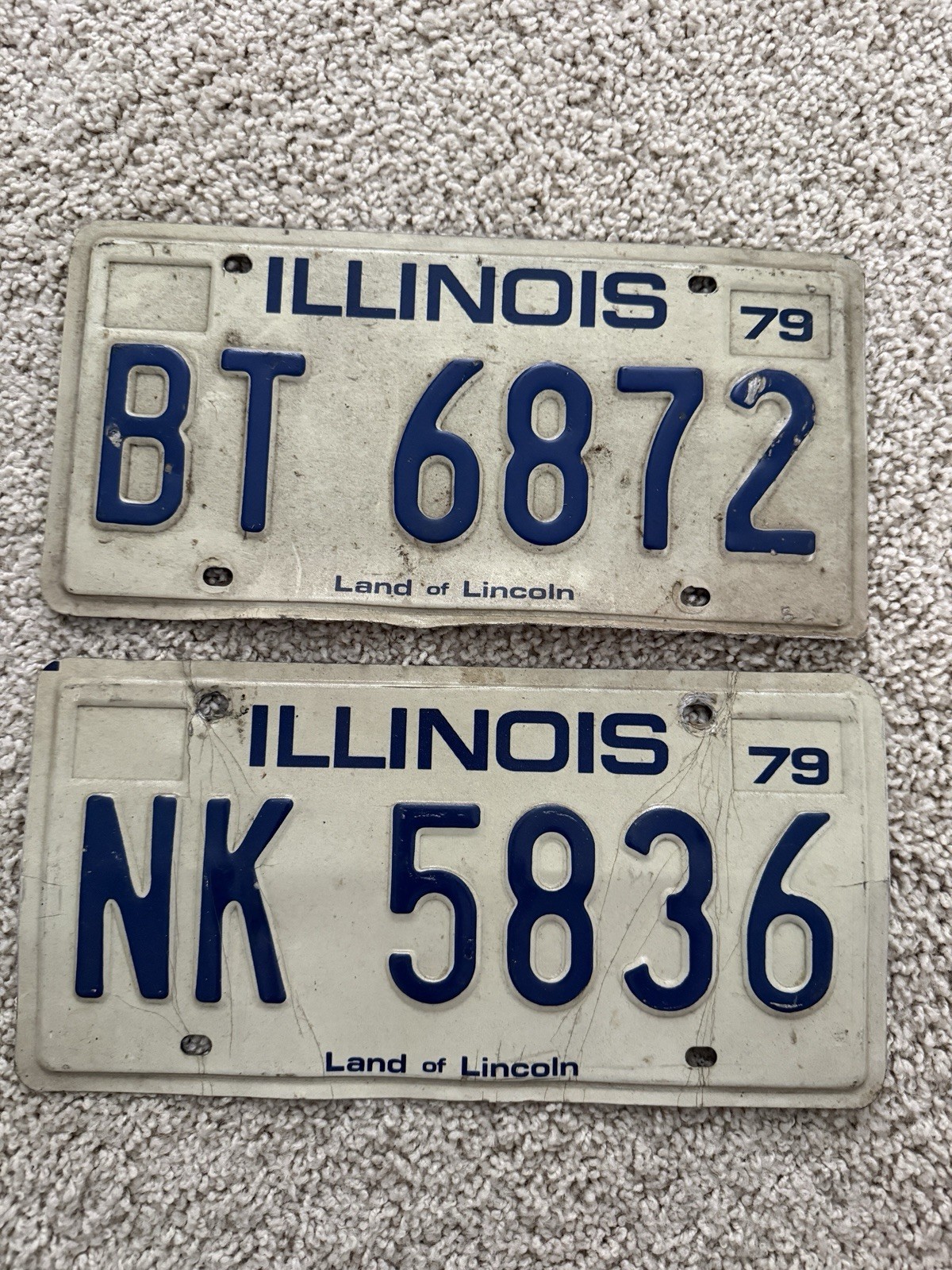 Vintage Illinois License Plate White Lot Of 2 1979 79 Vintage Illinois License Plate White Lot Of 2 1979 79