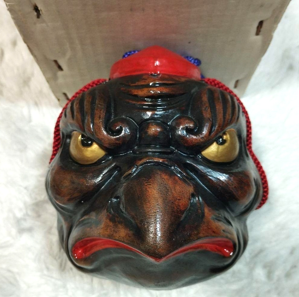 Vintage Japanese Kumano Nachi Taisha Shrine Clay Bells Dorei Karasu Tengu 13cm