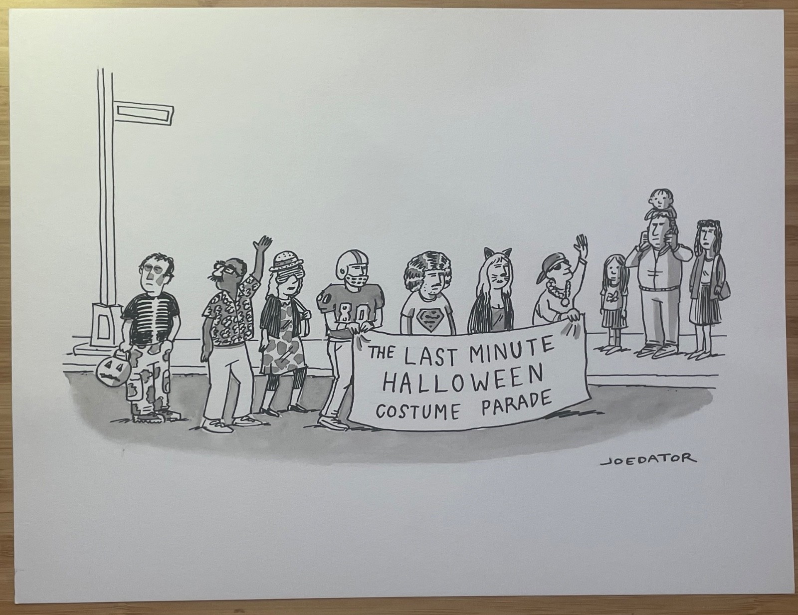 Original New Yorker cartoon “Last-Minute Halloween Costume Parade” By Joe Dator Original New Yorker cartoon “Last-Minute Halloween Costume Parade” By Joe Dator