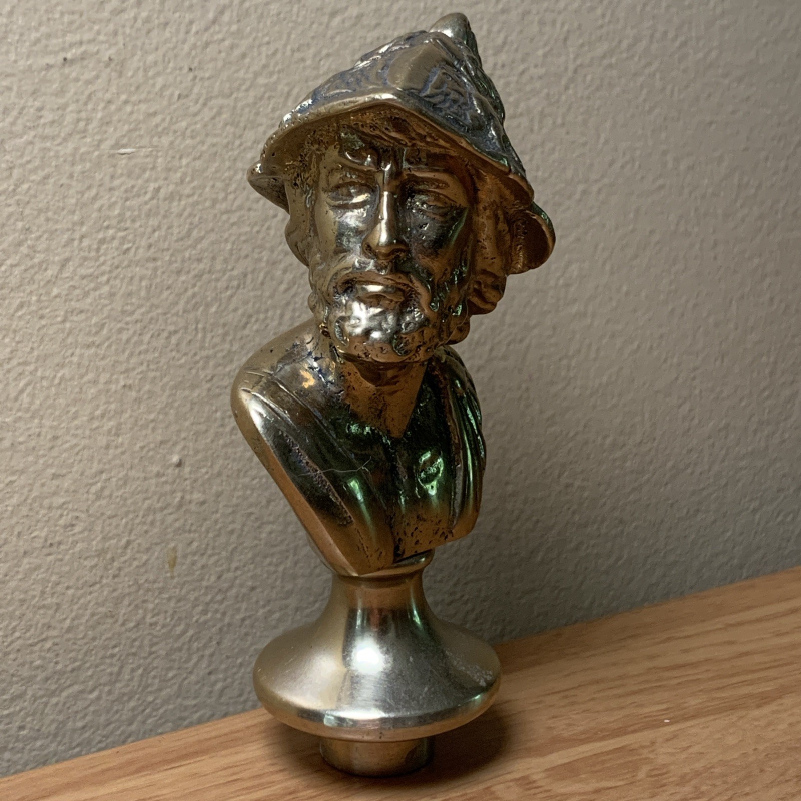 Vintage Solid Brass Possibly Menelaus King of Sparta Finial Greek Bust 5