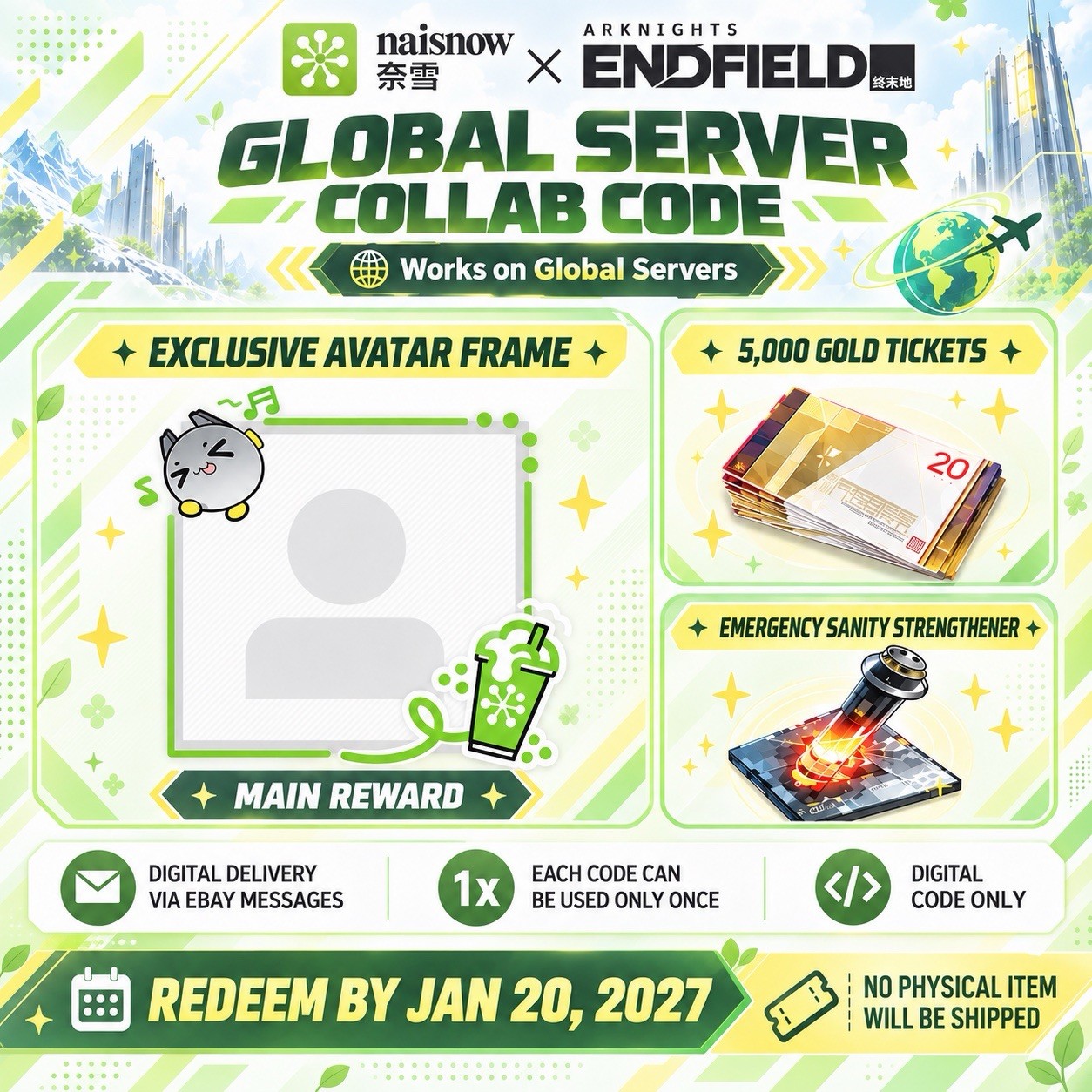 Arknights Endfield x Naisnow Collab Code | Global Server | Fast Delivery