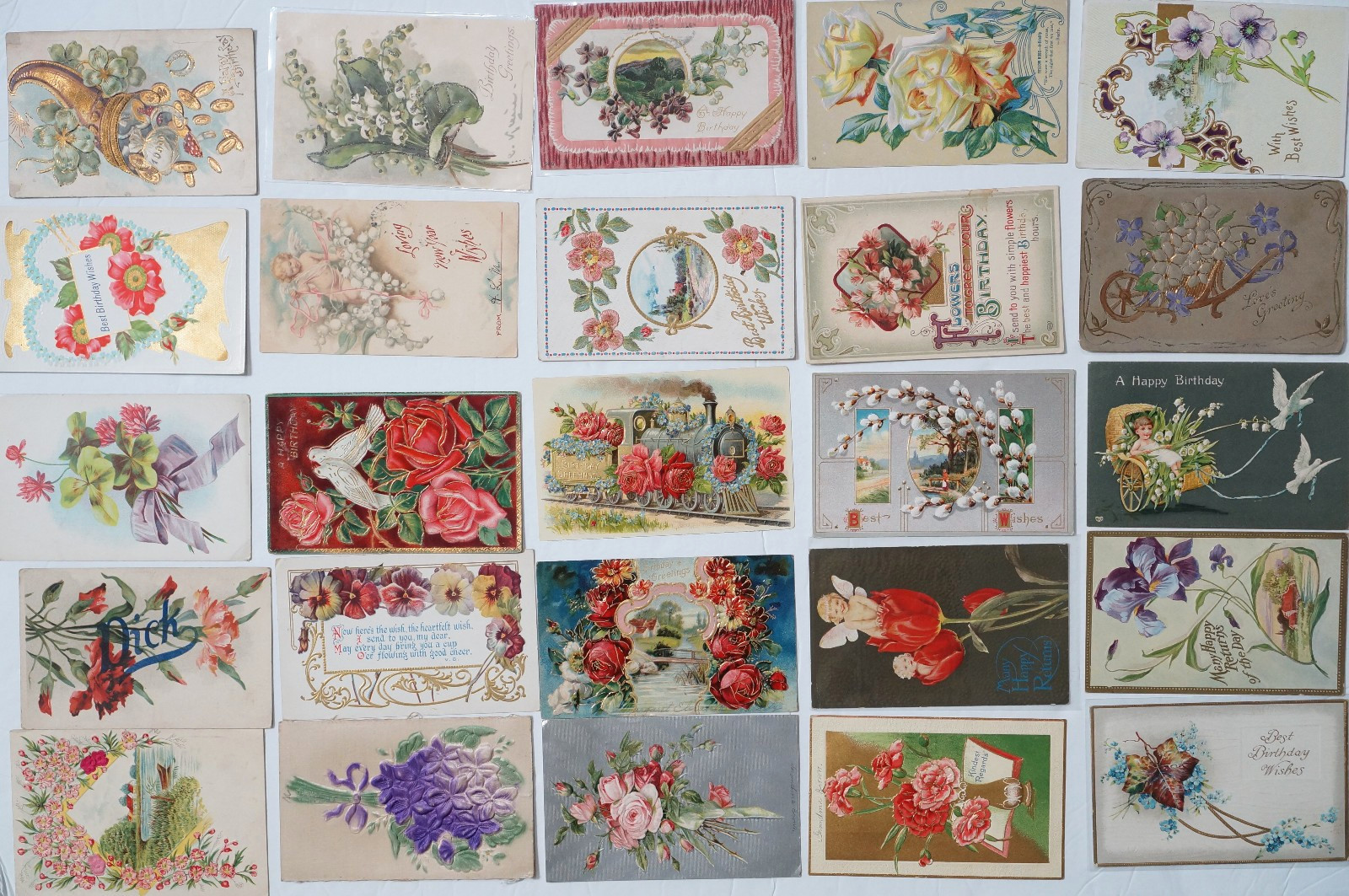 Antique POSTCARD Lot 50 Flower Greetings Floral Garden Old Flowers Pretty Cards Antique POSTCARD Lot 50 Flower Greetings Floral Garden Old Flowers Pretty Cards