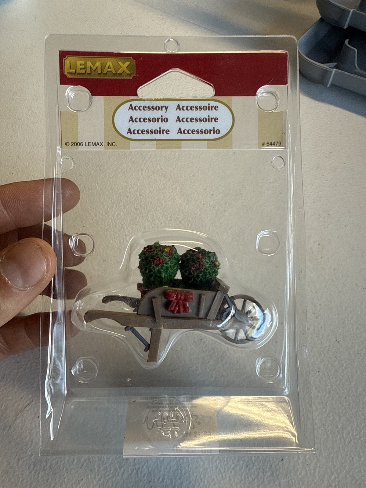 Lemax #64479 Christmas Village Accessory Wheelbarrow with Poinsettias 2006