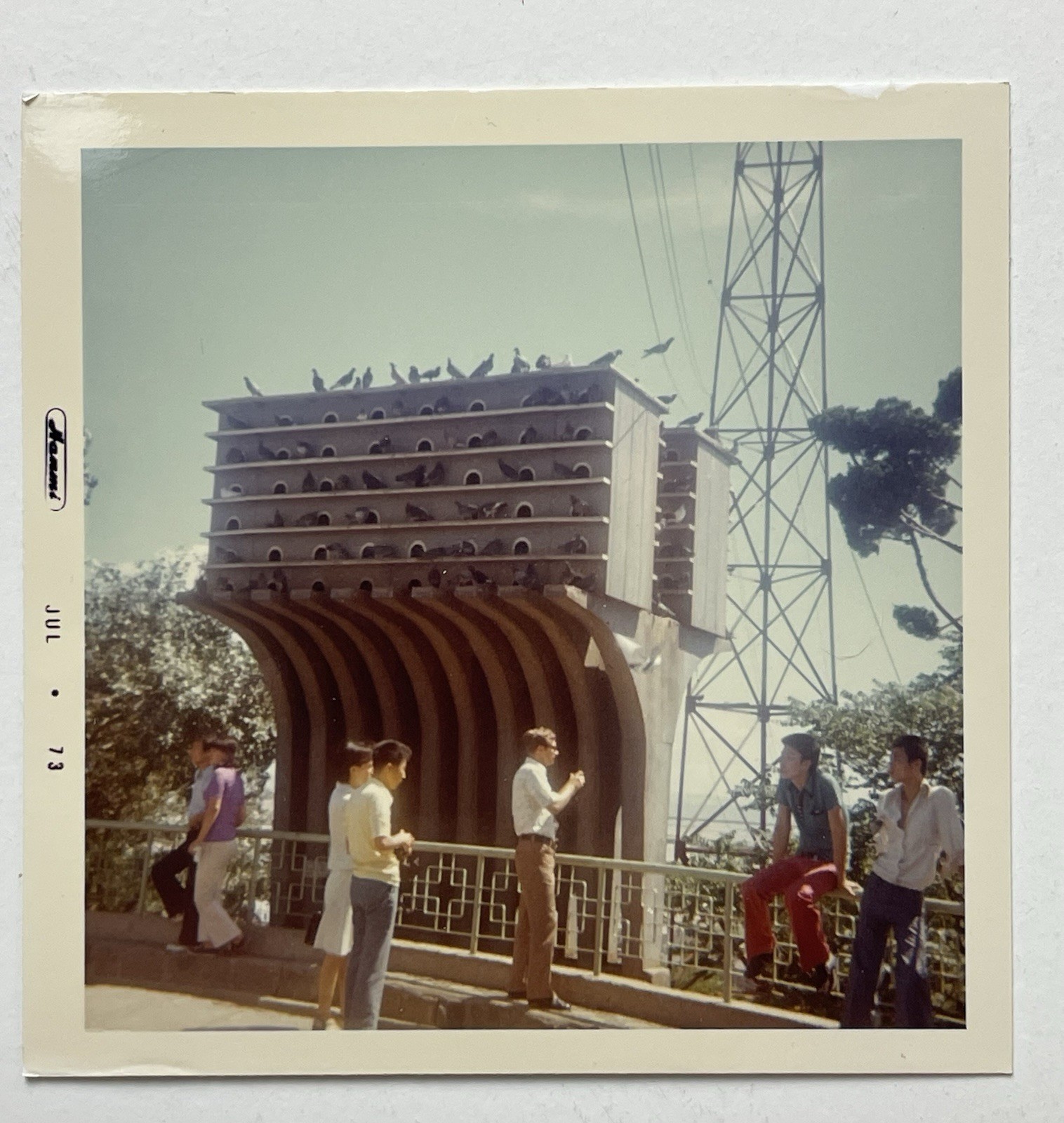 1973 Korean Pigeon Coop Snapshot Photo At Incheon Jayu Park Vintage Korea