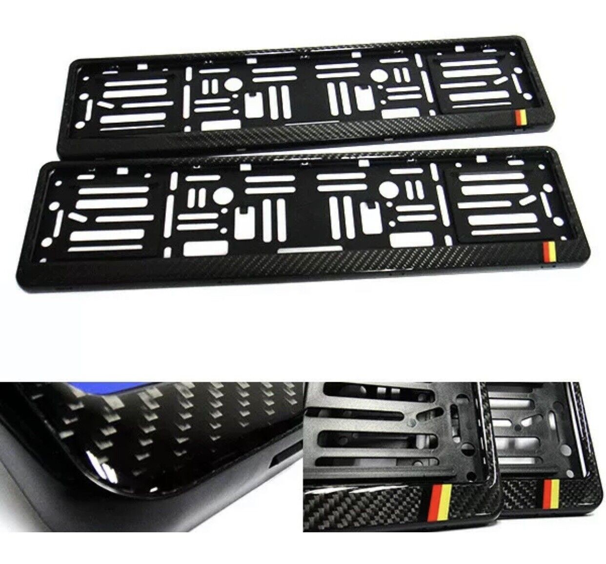 2x Real Carbon Fiber European Size License Plate Frame Holder For German Audi