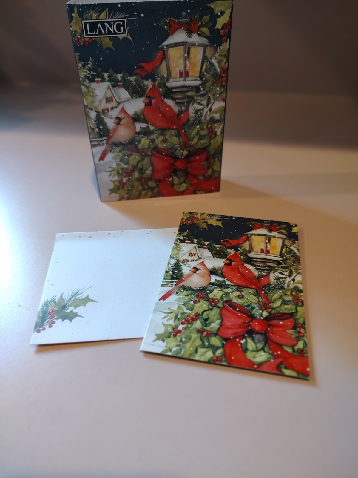 Lang ~ Light And Joy PETITE Christmas Cards ~ Cardinals/Lamp Post ~ Winget  NEW