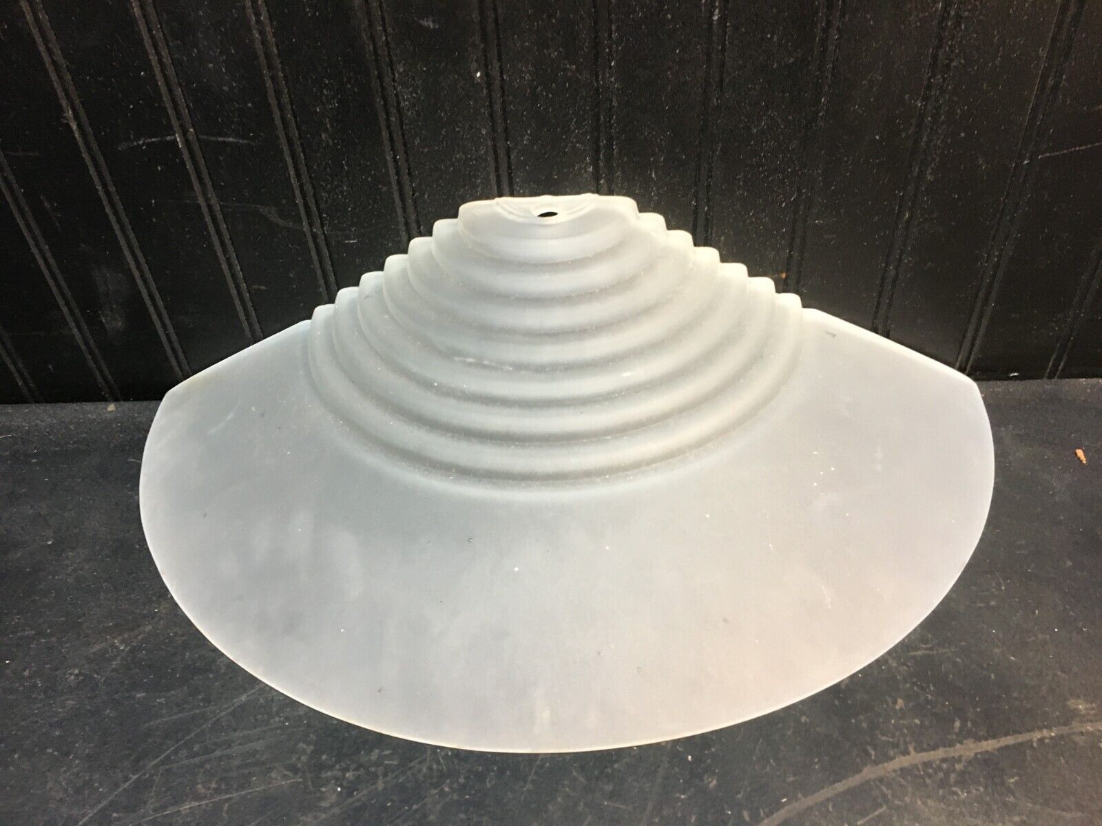 Art Deco Frosted Glass Half Light Shade Sconce Shade 18 3/4in x 5in Greece Mfg
