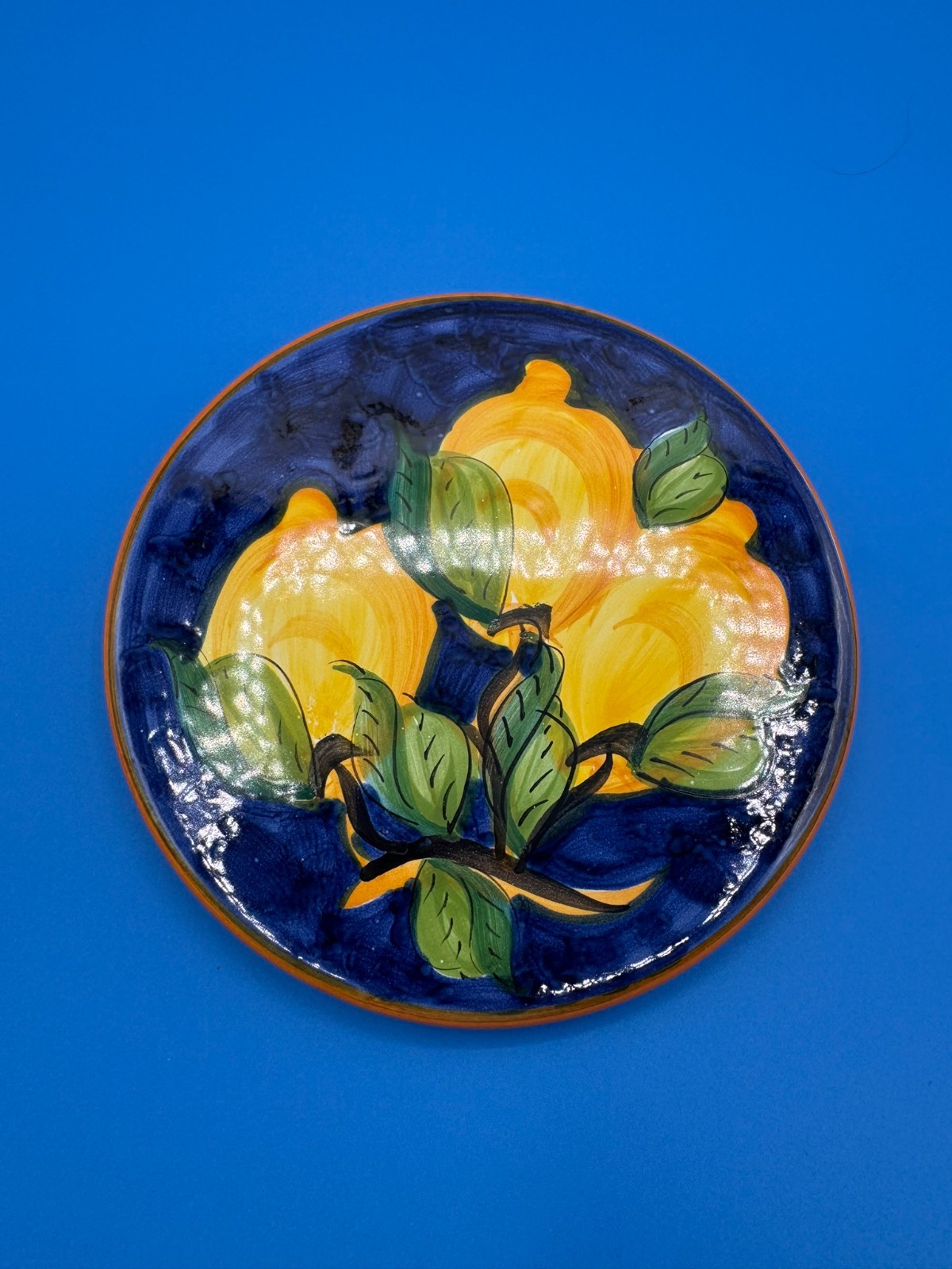 Vintage Ravello Collectors Plate Italian Pottery Italy Hand Painted Lemons