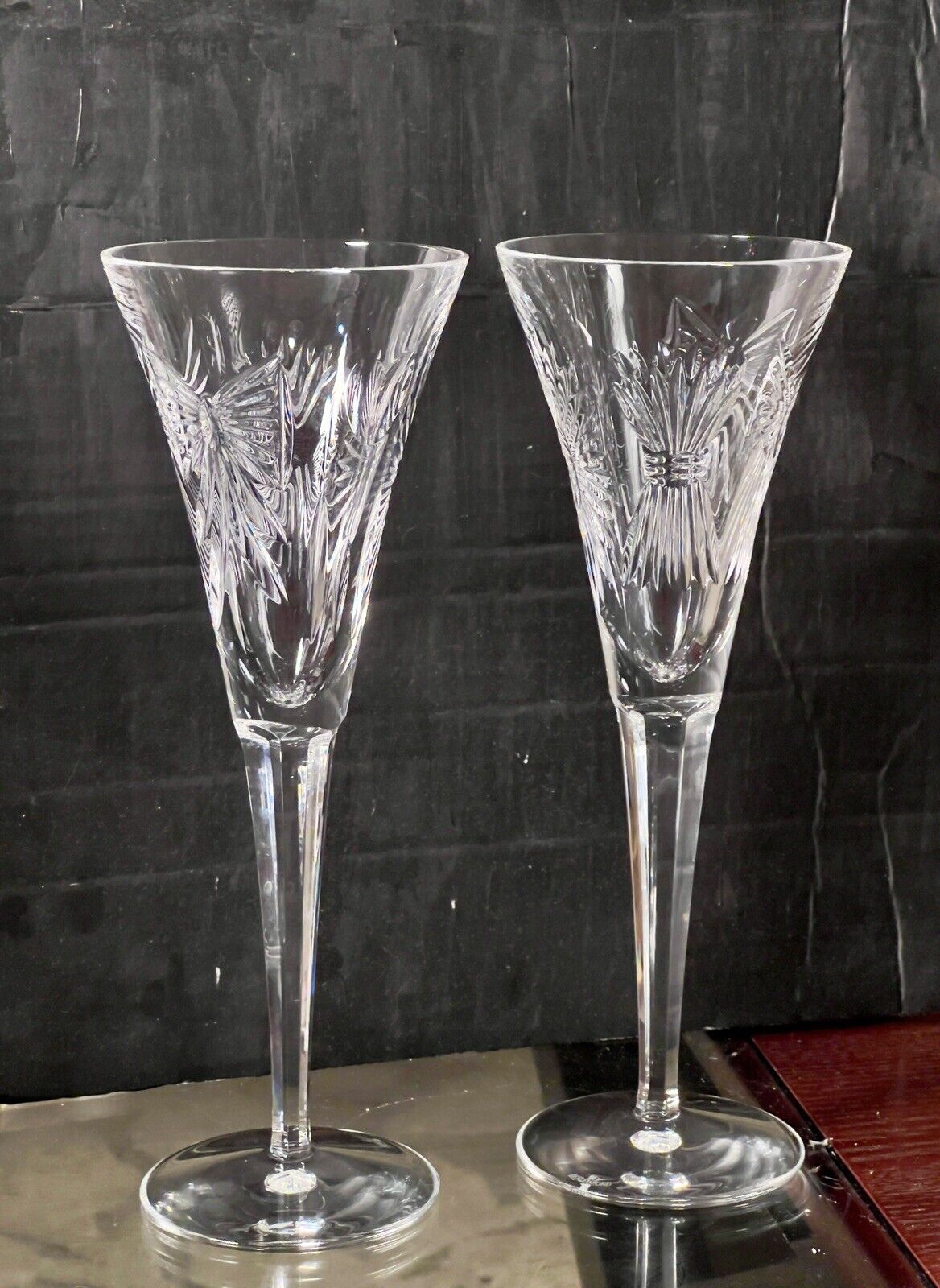 Vintage Waterford All 5 Toasts Crystal Glass Champagne Toasting Flutes Set Of 2