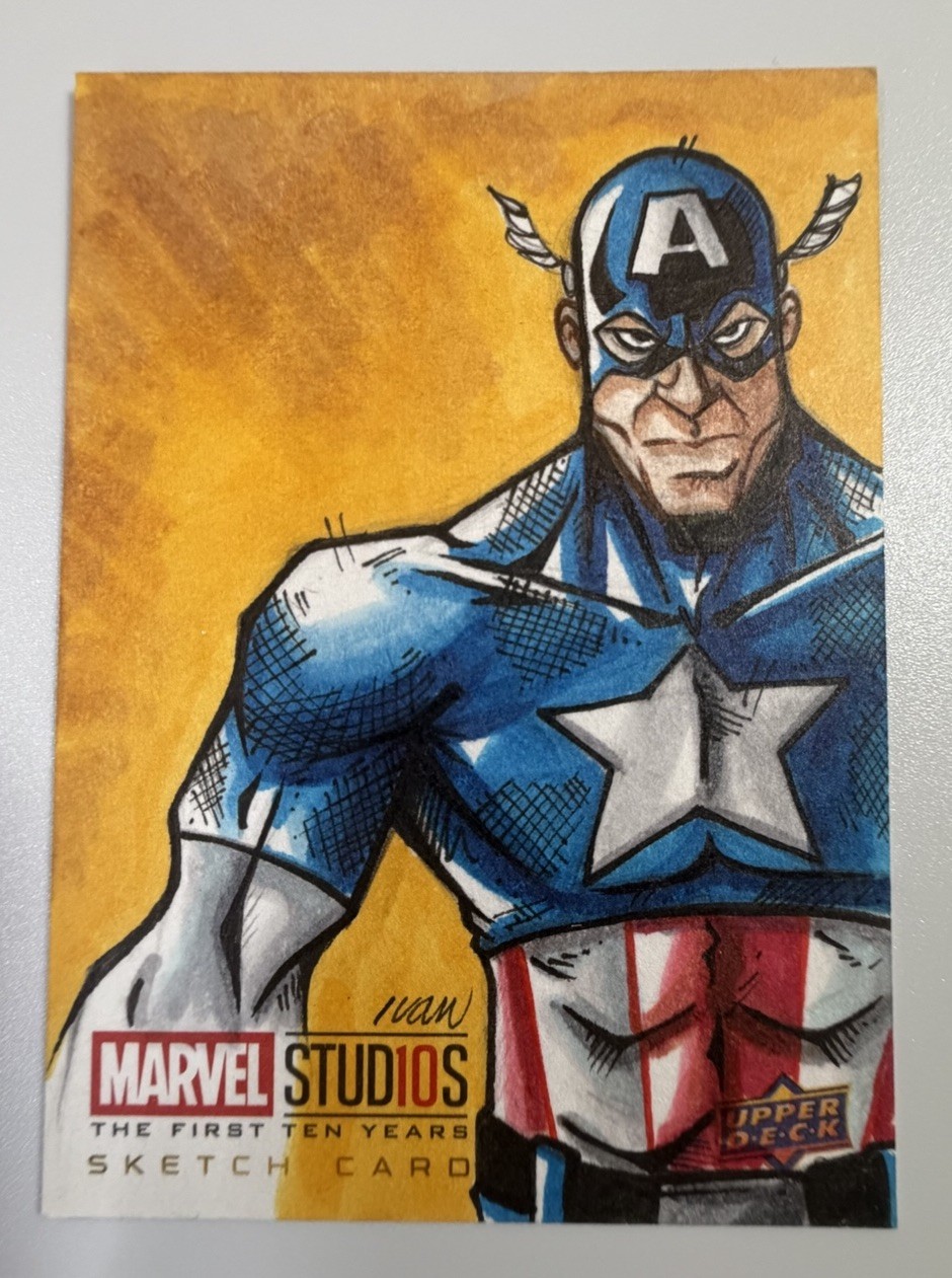 2018 UD Marvel Studios First 10 Years Captain America Sketch Card 1/1 by IVAN