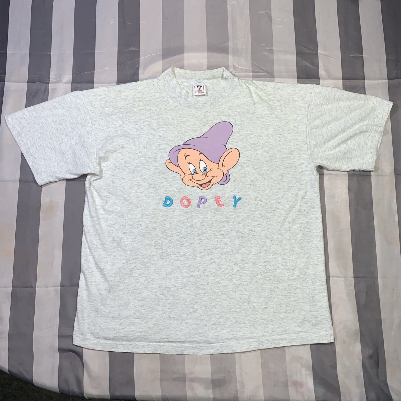 Vintage 80s Disney  Dopey Embroidered T-Shirt Made Usa Size XL