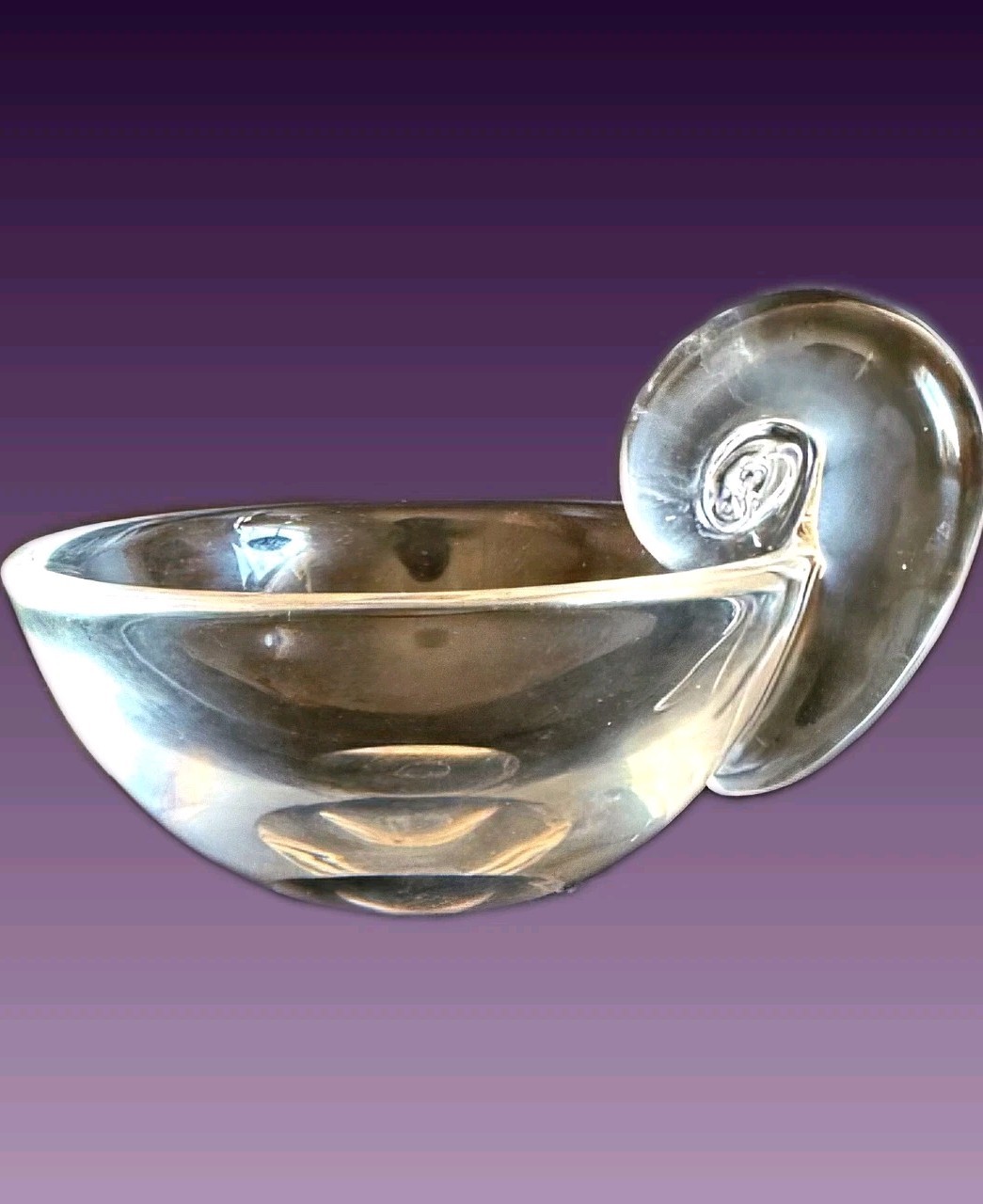 Vintage Steuben Signed Crystal Snail Olive Bowl By John Dreves Design 