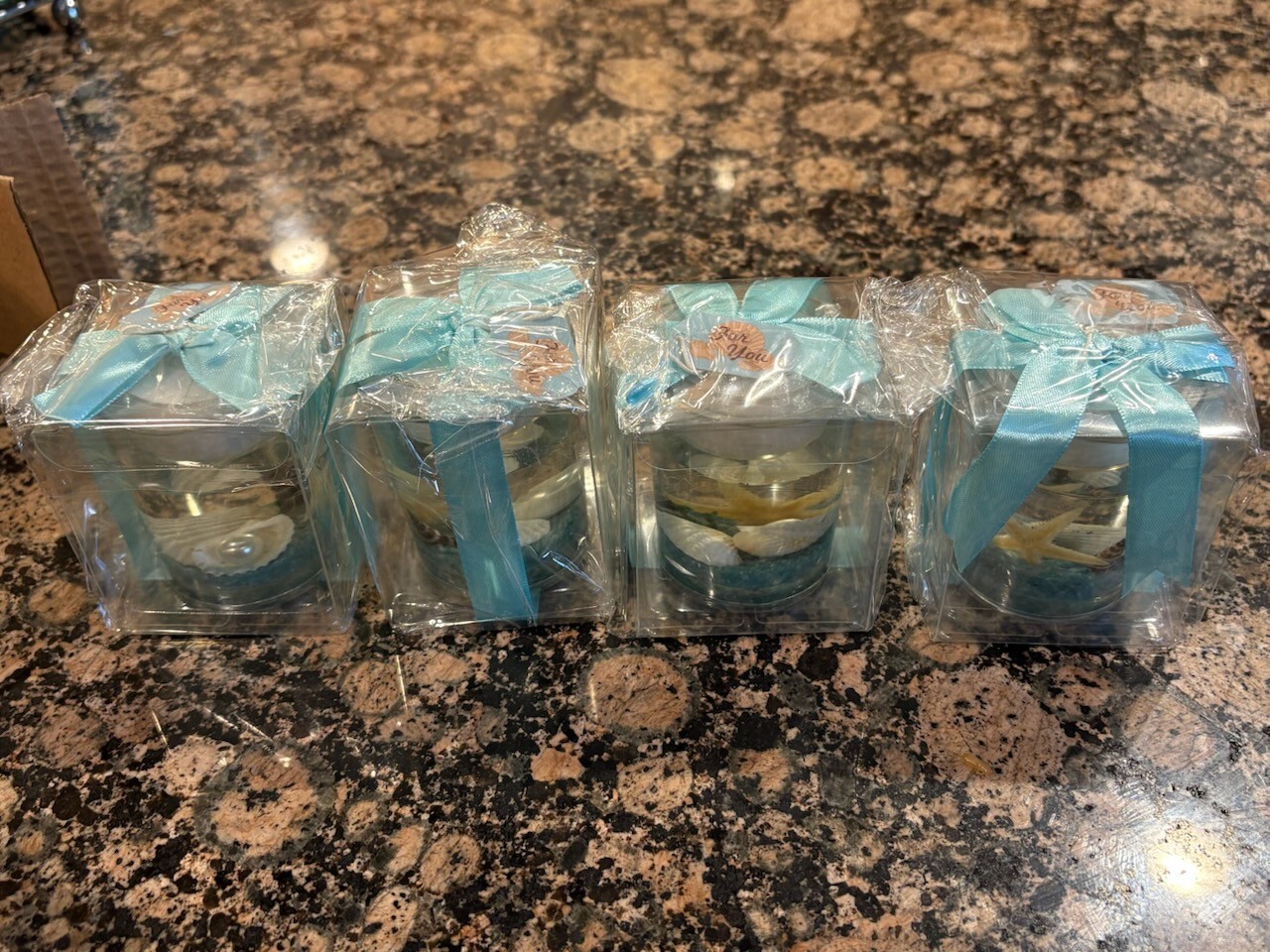 Kate Aspen Seashell Gel Tealight Holder W/ Palm Wax Set of 4 Beach Coastal Decor