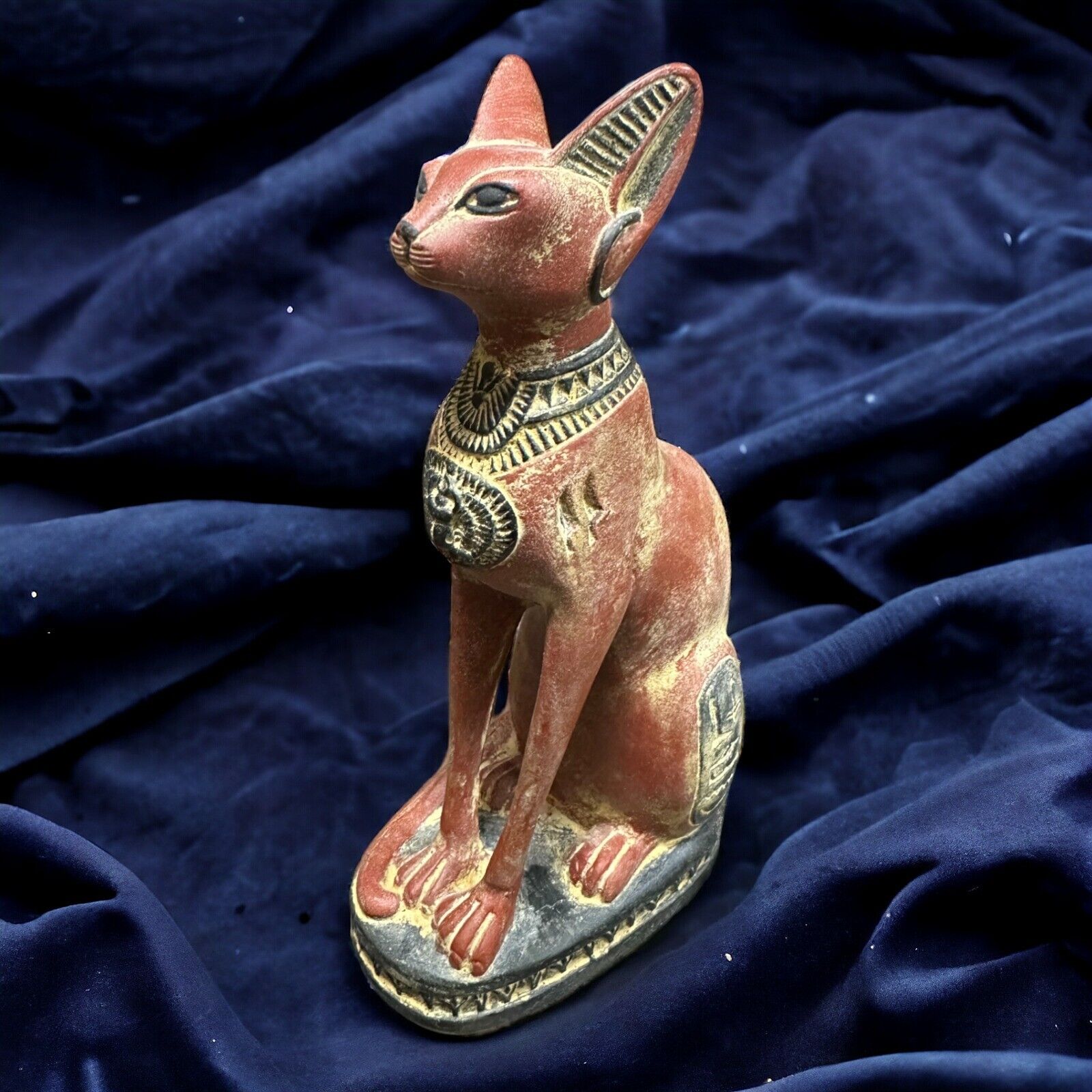 Rare Ancient Egyptian Bastet Statue Antique Goddess Cat with Scarab Pharaonic BC