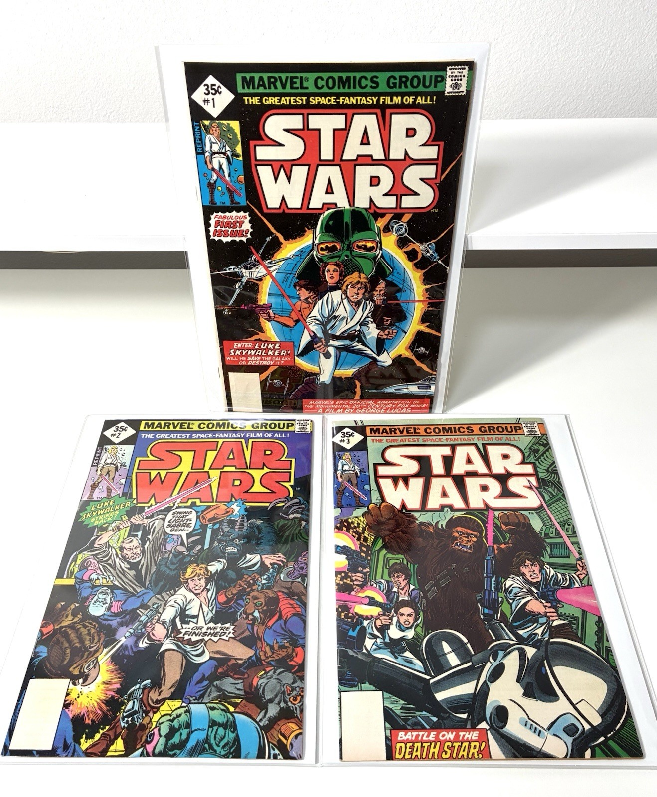 Star Wars #1 - 3 (VF+) 1977 35¢ Whitman Reprint Marvel Comics Star Wars #1 - 3 (VF+) 1977 35¢ Whitman Reprint Marvel Comics