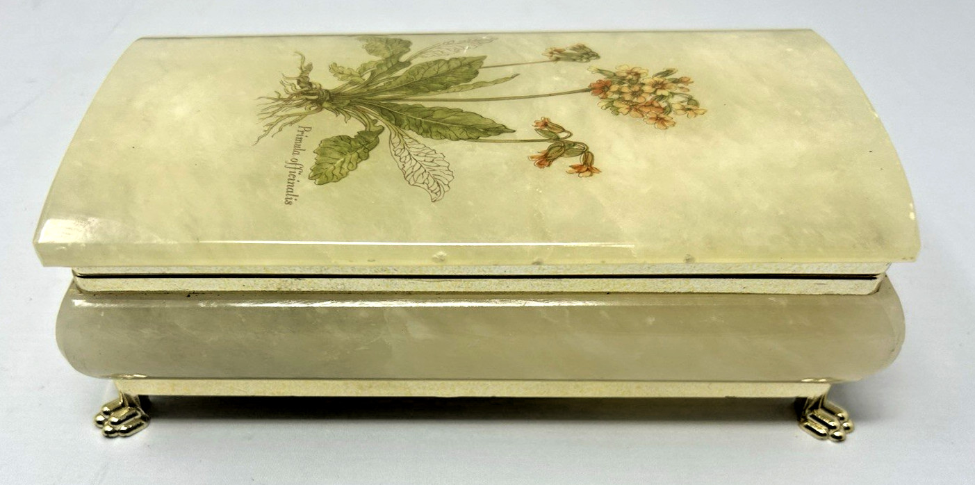 VTG Alabaster Music Box Hand Carved Italy Simo Music Movement Music Box Dancer