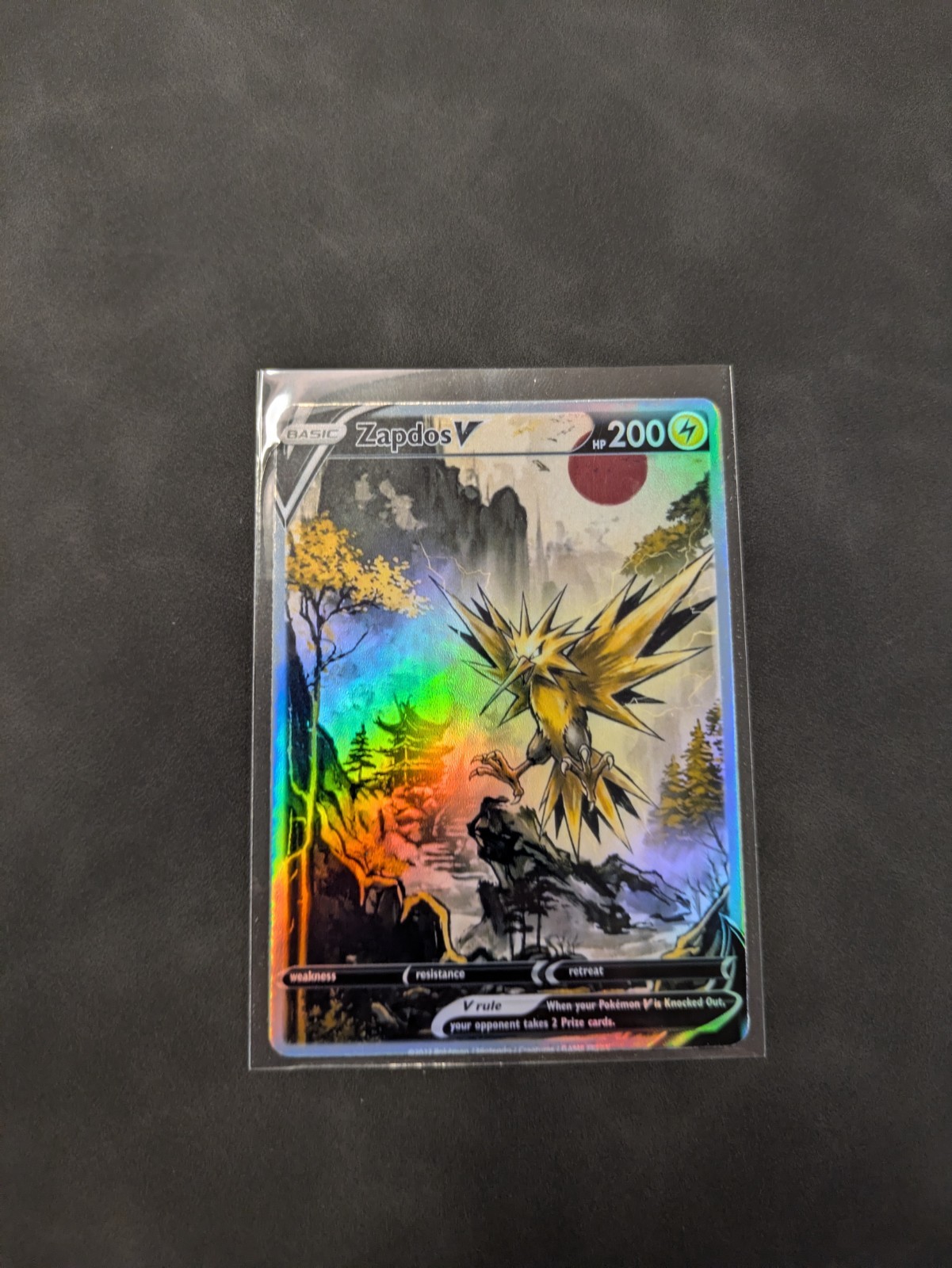 Red Sun Style Zapdos Holographic Display Card