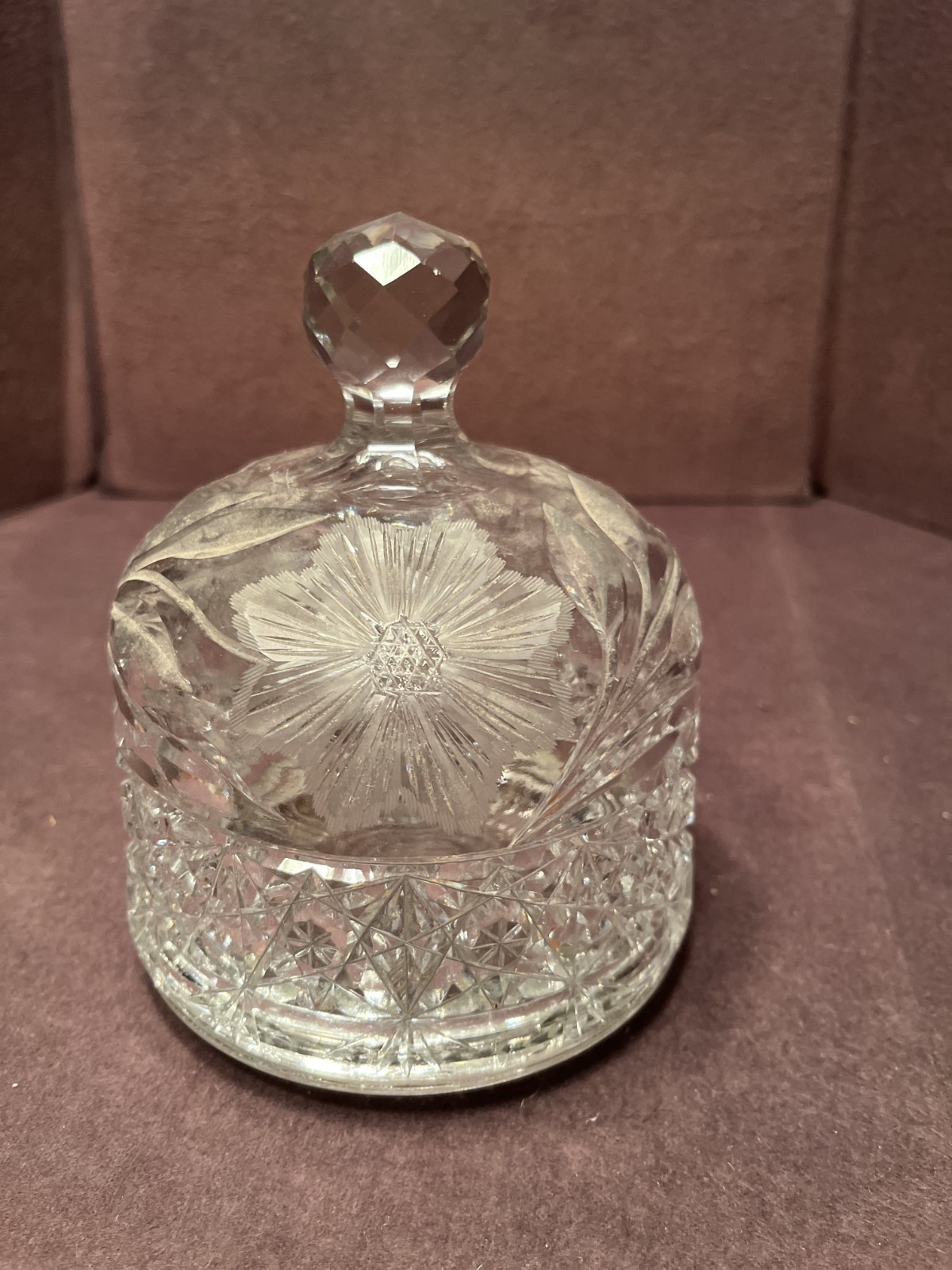 Antique ABP American Brilliant Period Cut Glass Covered Butter Dish Cover
