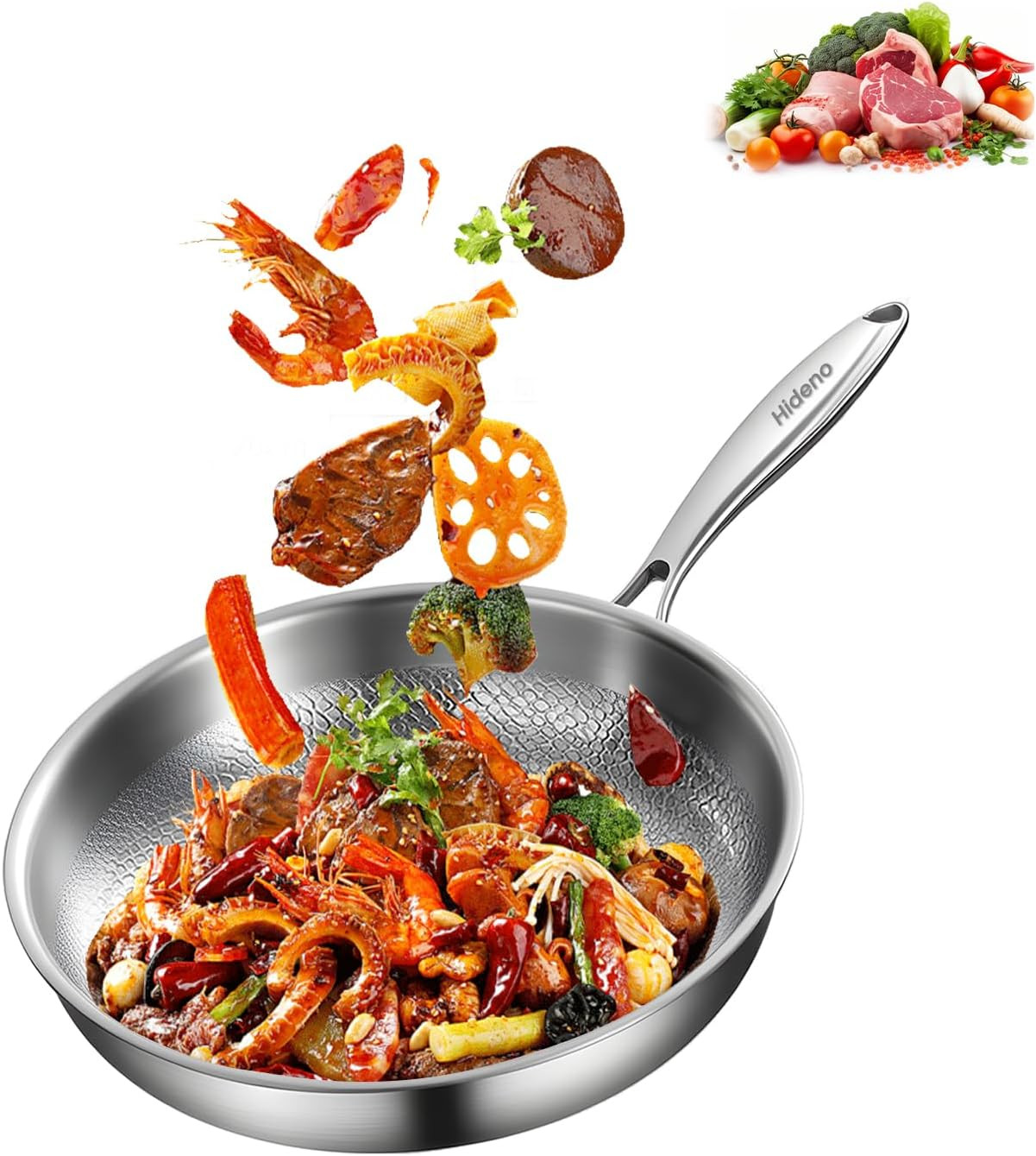 Titanium Pan Frying Pans for Cooking Non Stick with Lid 11.81In Upgraded Non-Tox