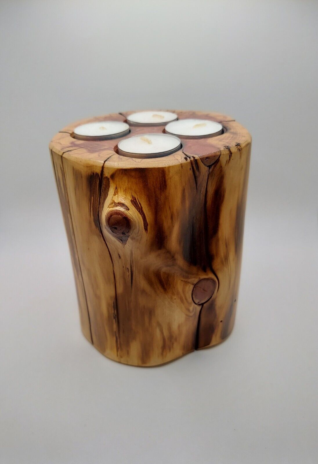 Handmade Cedar Tealight Holder - Holds 4 Candles - 5.5\