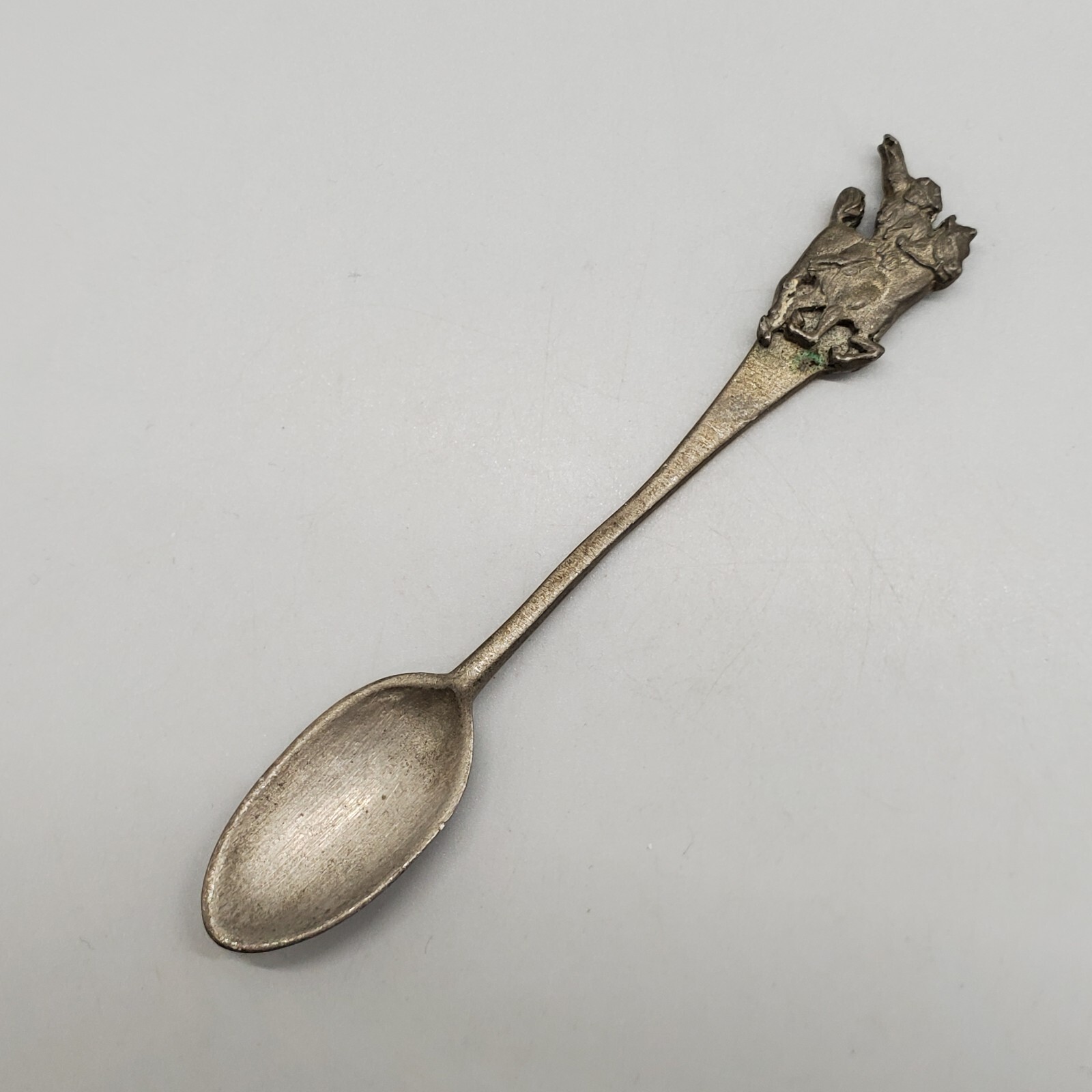 American Pewter Souvenir Spoon Paul Revere (?) Horse 4.25