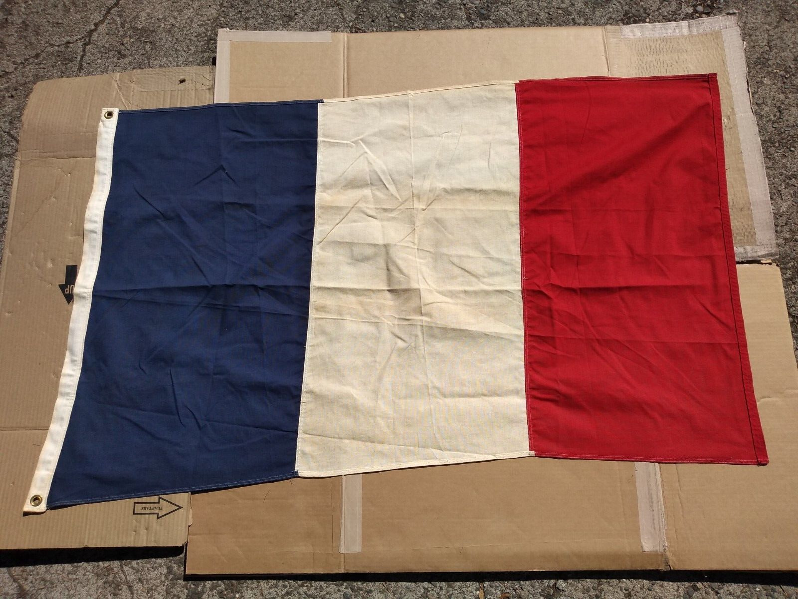 Vintage French Flag Cotton Sewn Large 3\'x5\'