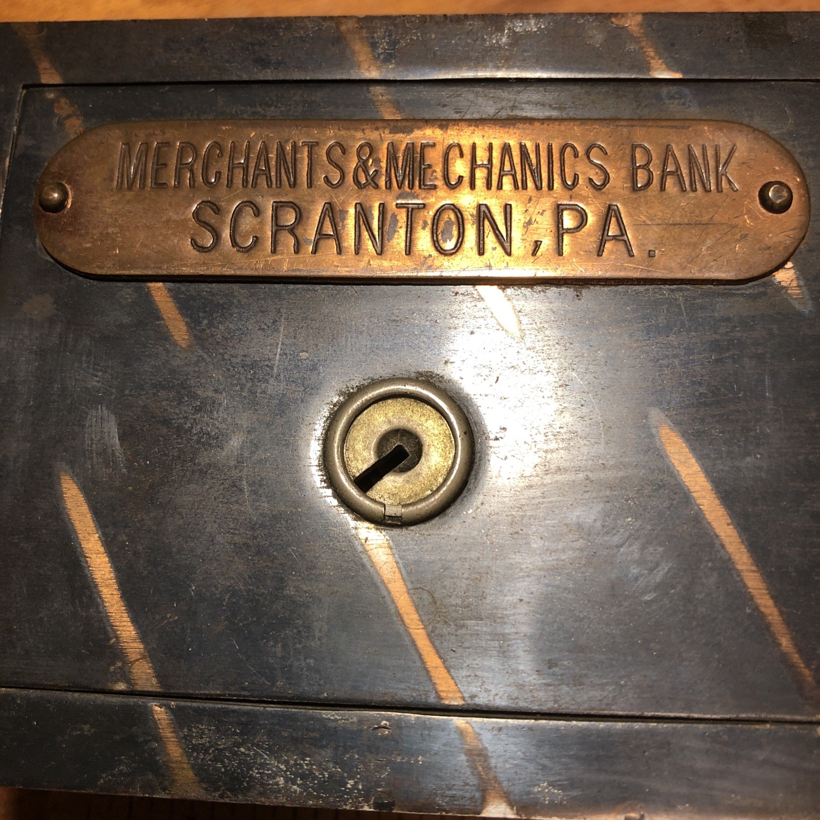 Rare Vintage Merchants & Mechanics advertising coin Bank Scranton Pa