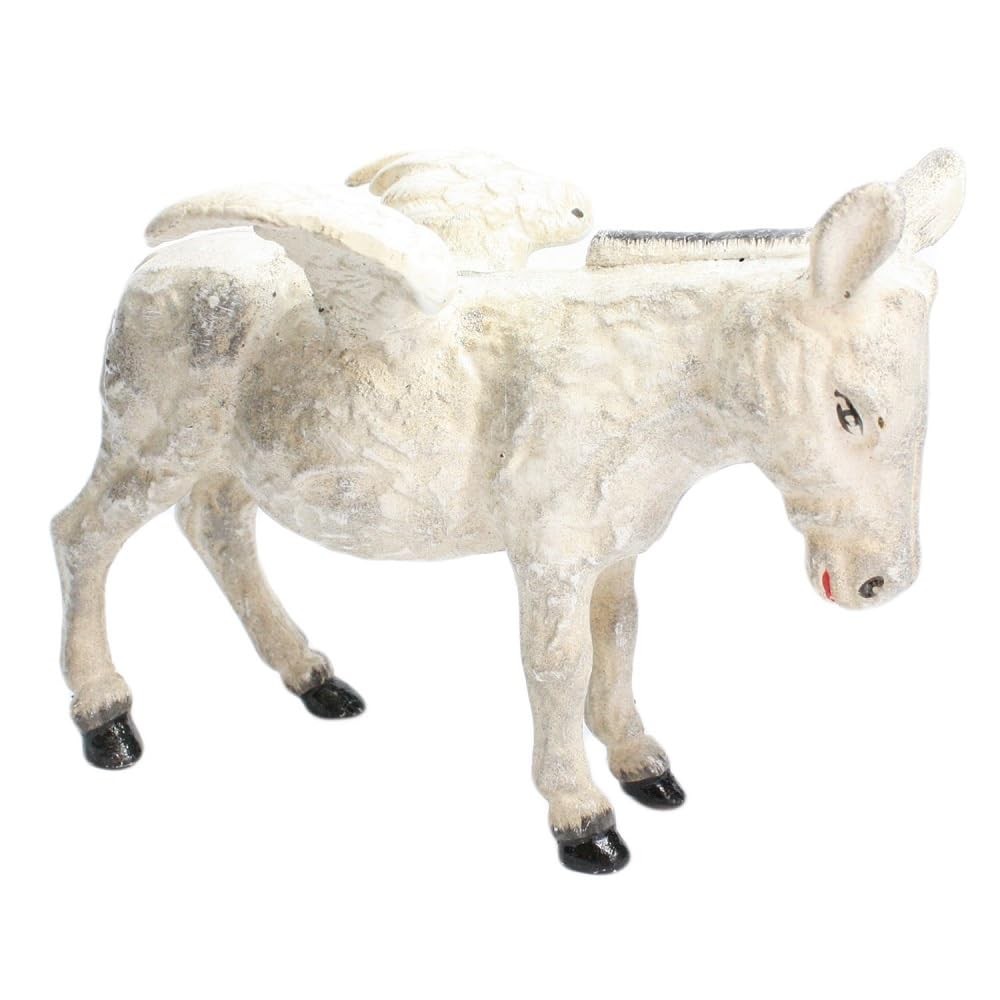 HomArt Cast Iron Donkey with Wings, White