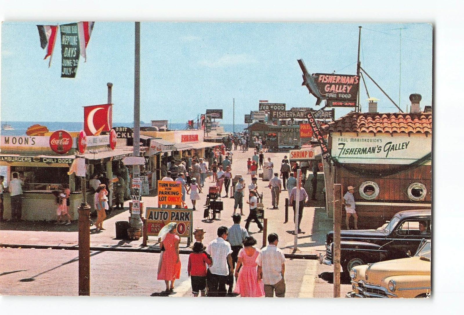 Redondo Beach California CA Vintage Postcard Main Entrance To Fisherman\'s Wharf